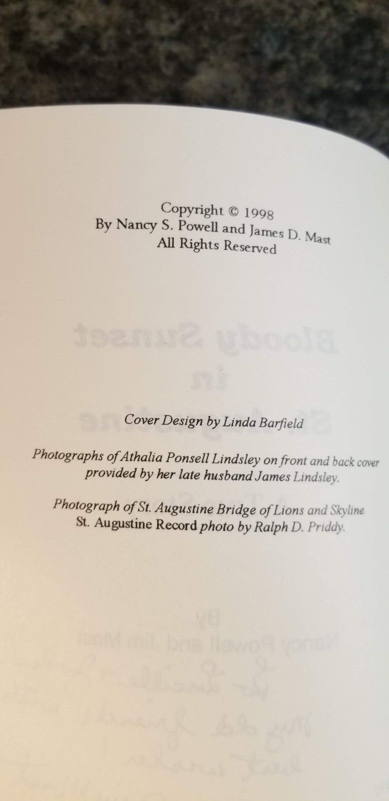 Signed Copy Bloody Sunset in St. Augustine A True Story Powell & Mast (Lot 1347)