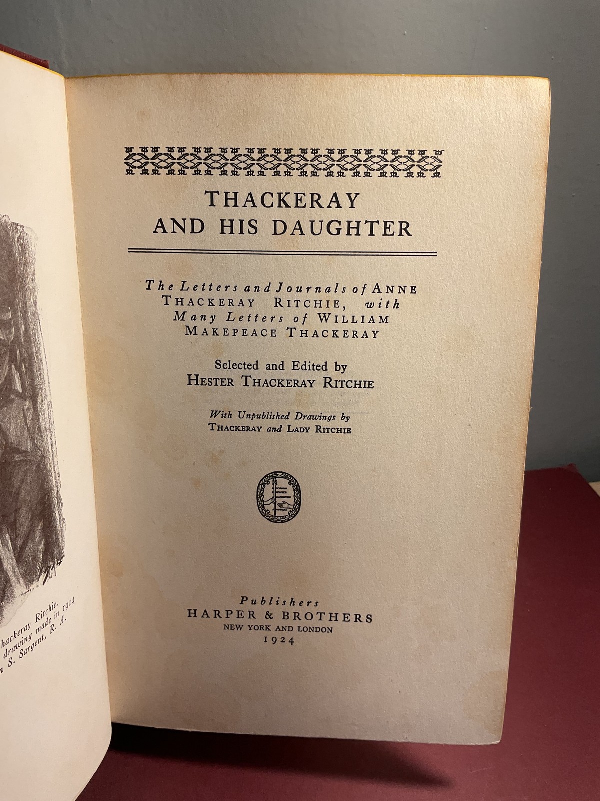 Thackeray and His Daughter 1924 Harper & Brothers Letters Anne William Thackeray
