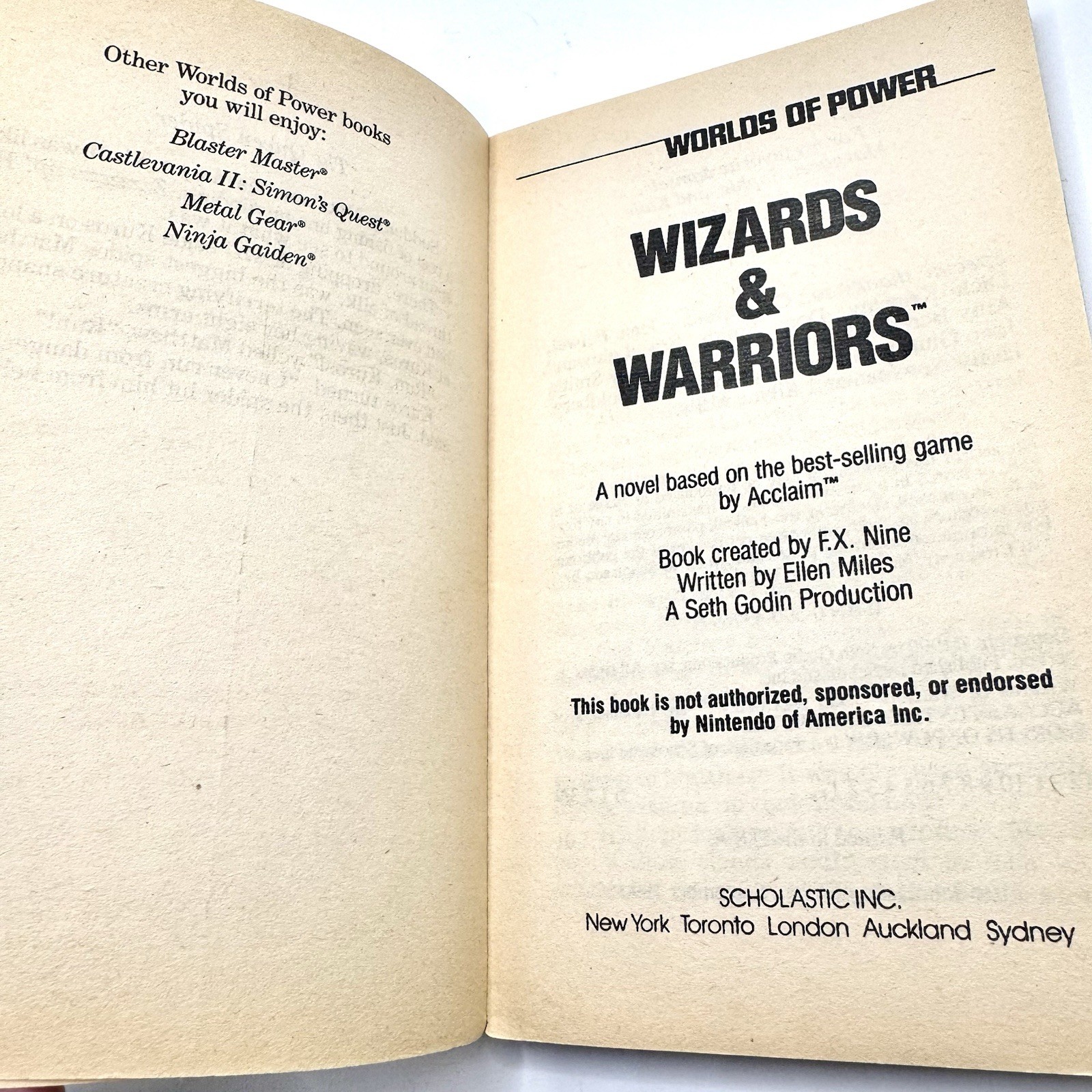 Wizards & Warriors Worlds of Power Nintendo Book 1st Print PB