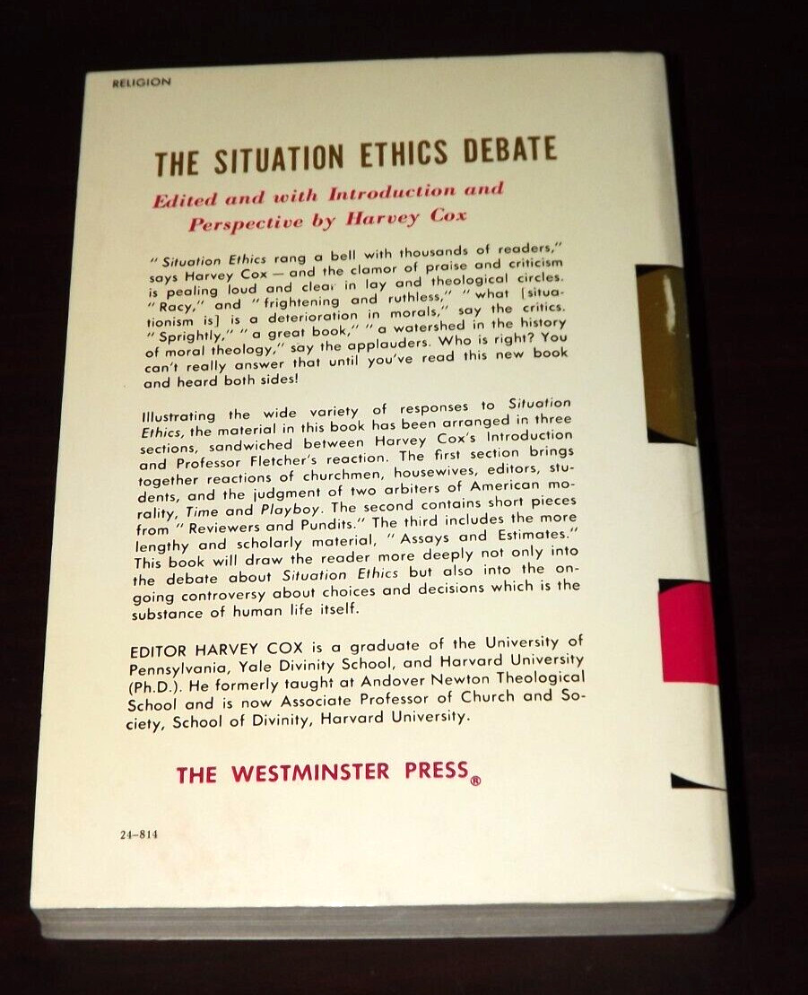 The Situation Ethics Debate TPB 1968 Westminster Press Harvey Cox