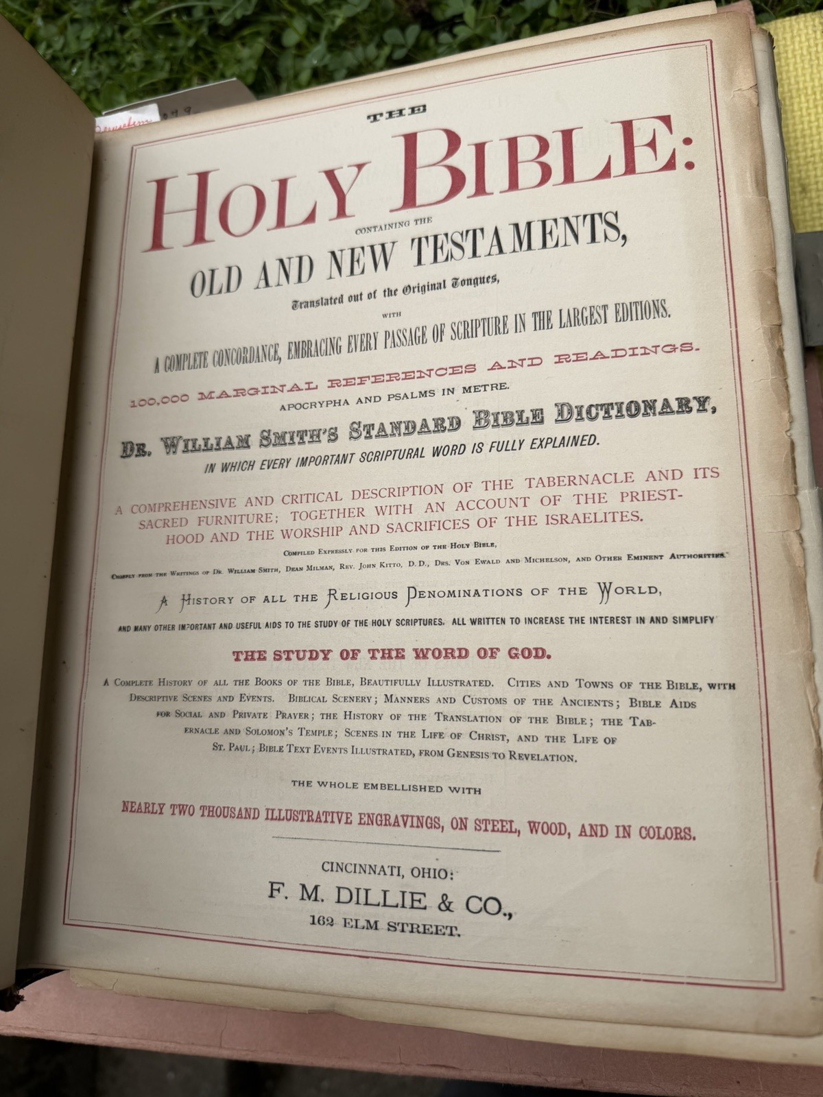 Victorian Holy Bible 1881 FM Dillie Co Cincinnati OH Pictorial Family RARE HEAVY