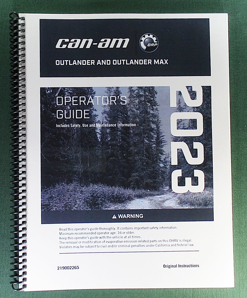 2023 Can-Am Outlander 850 XT-P Owner’s Manual: 274 Pages & Protective Covers