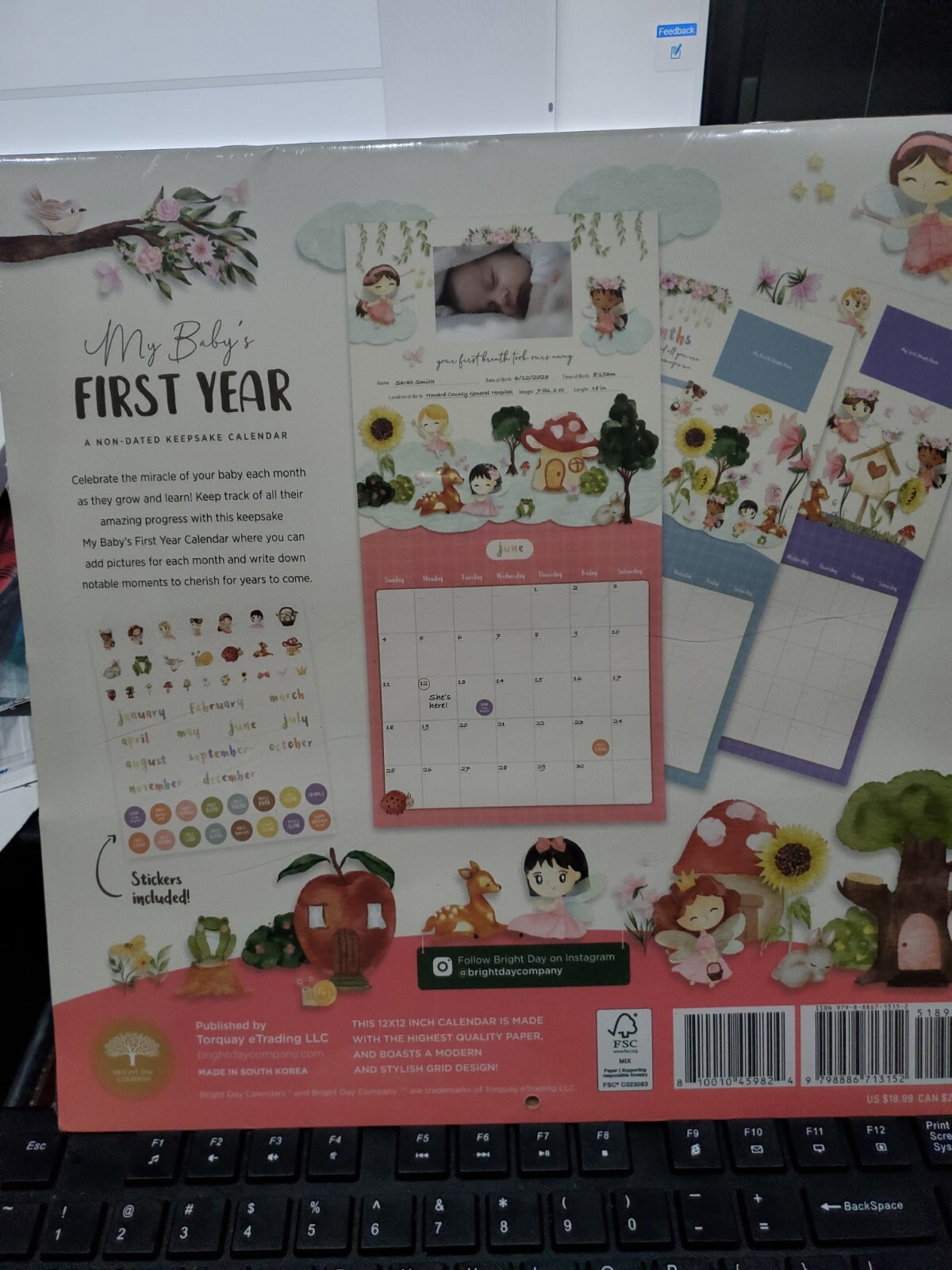 My Baby’s FIRST YEAR non dated Keepsake calendar w/ stickers New sealed