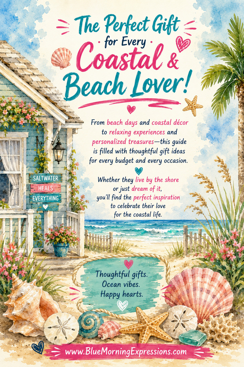 Gift Ideas for Coastal Beach Lovers Planner Beach Gift Guide 24 Page Booklet