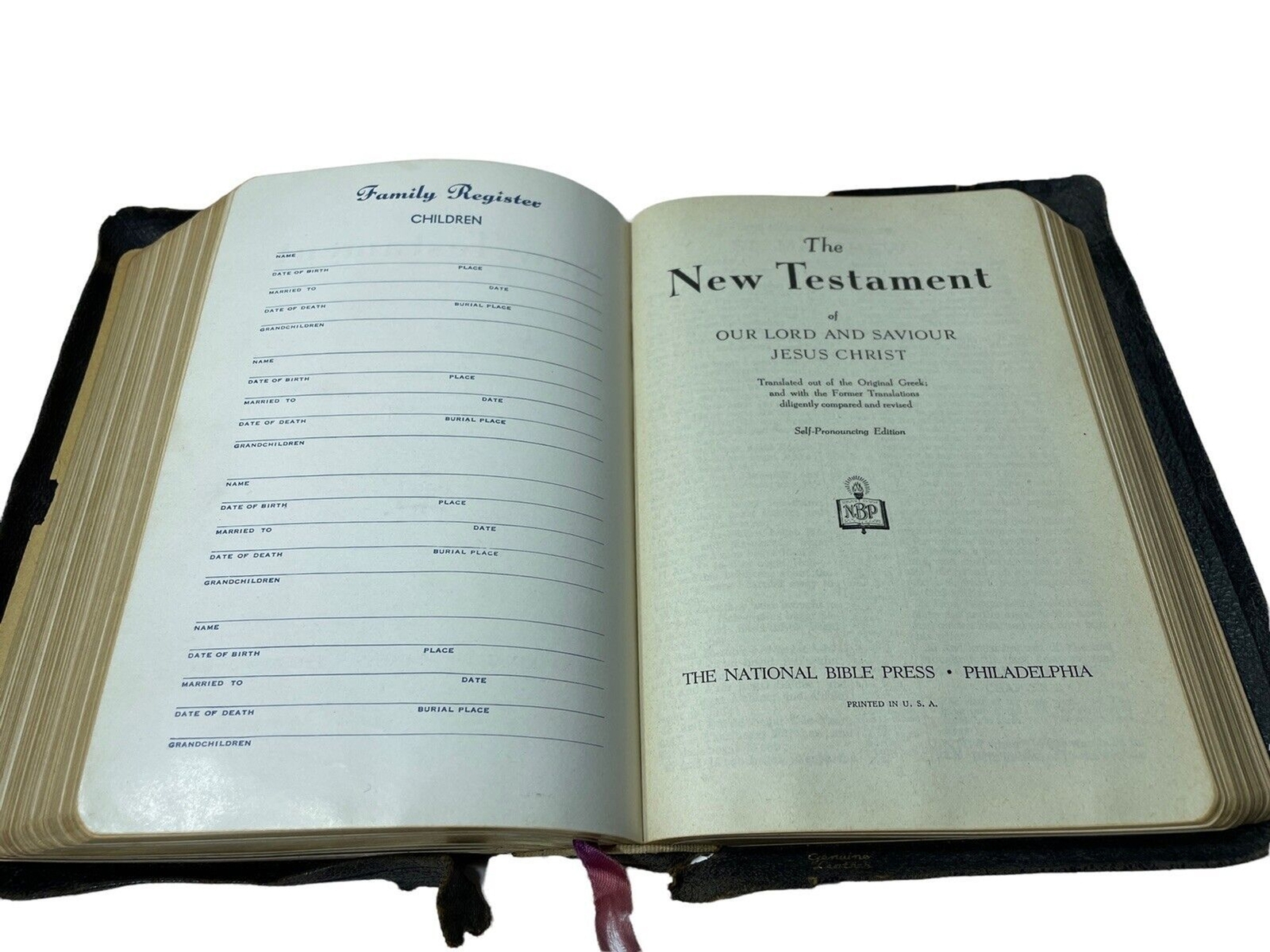 Holy Bible KJV Leather National Bible Press Bold Face Type Reference Edition