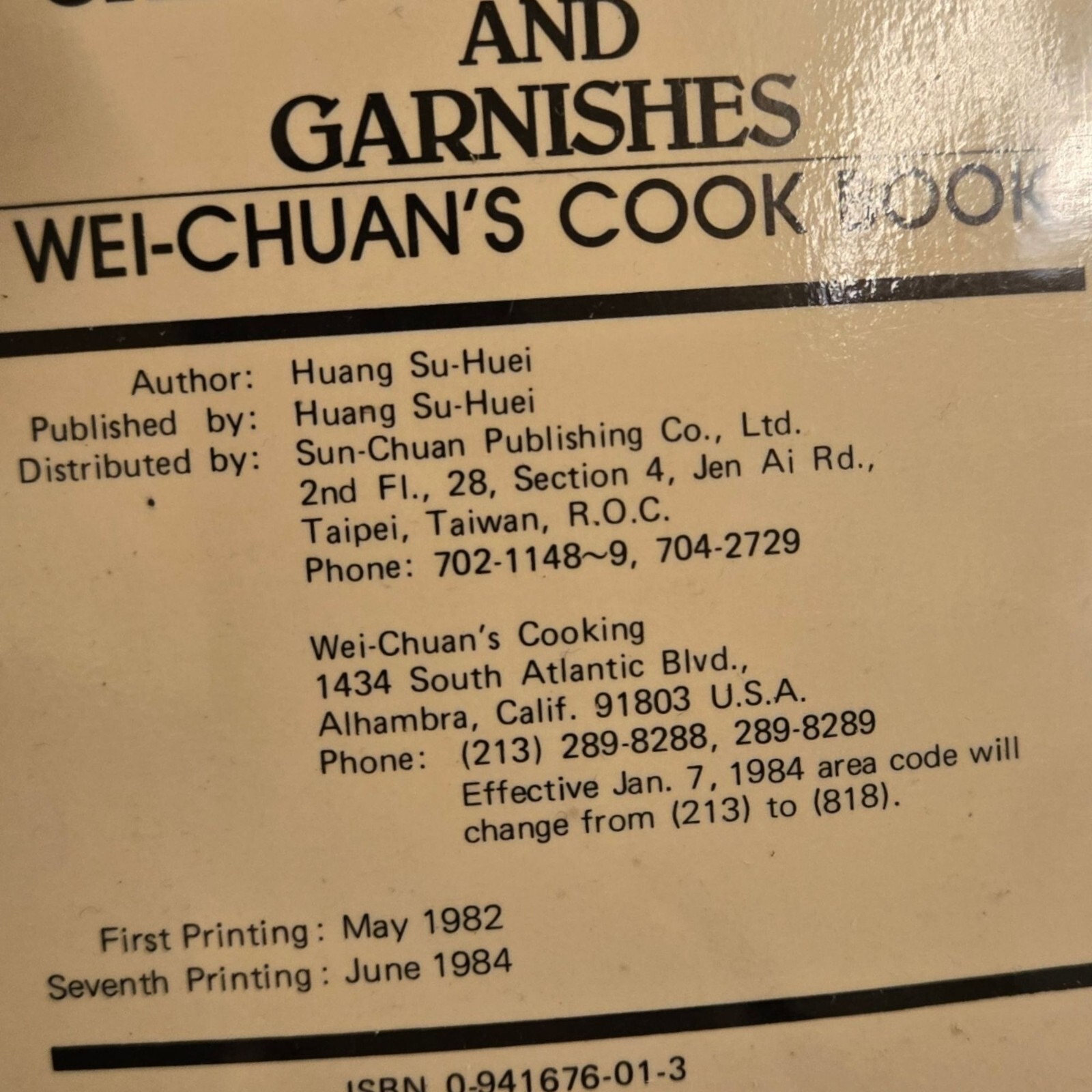 Chinese Appetizers and Garnishes Wei Chuans Cook Book Huang Su Huei 1980s