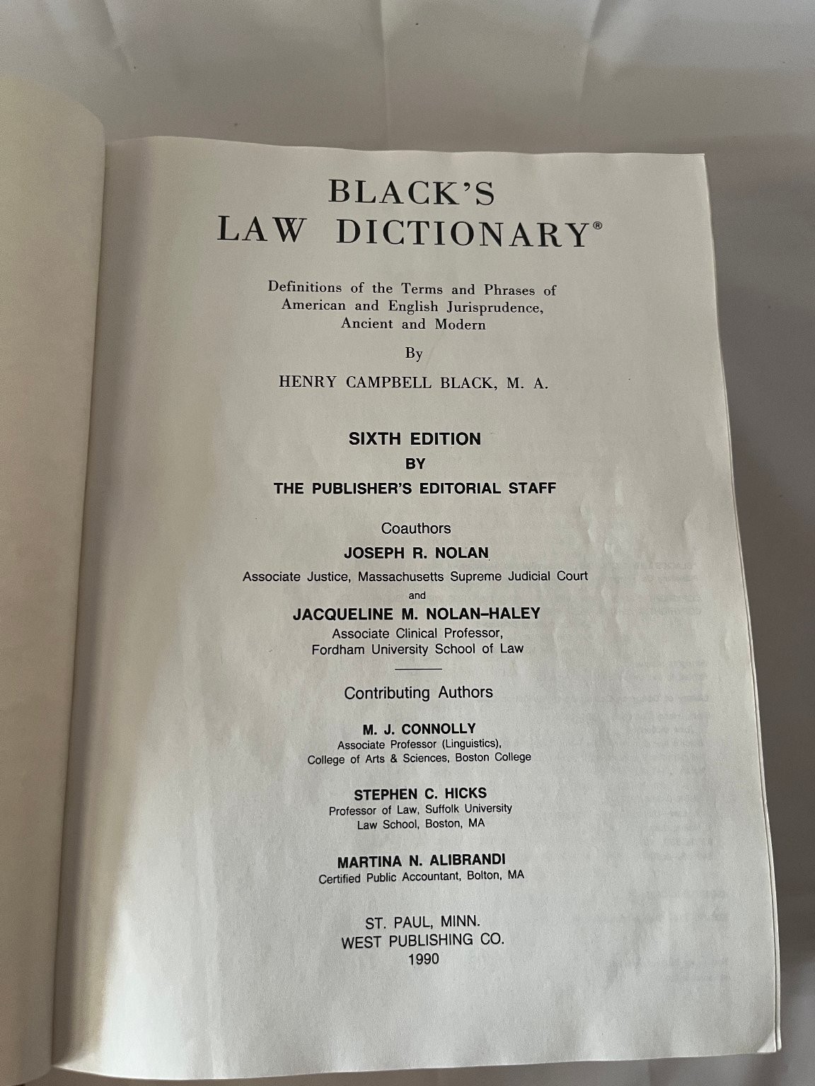 Black’s Law Dictionary Henry Campbell Black 1990 Sixth Ed Centennial West