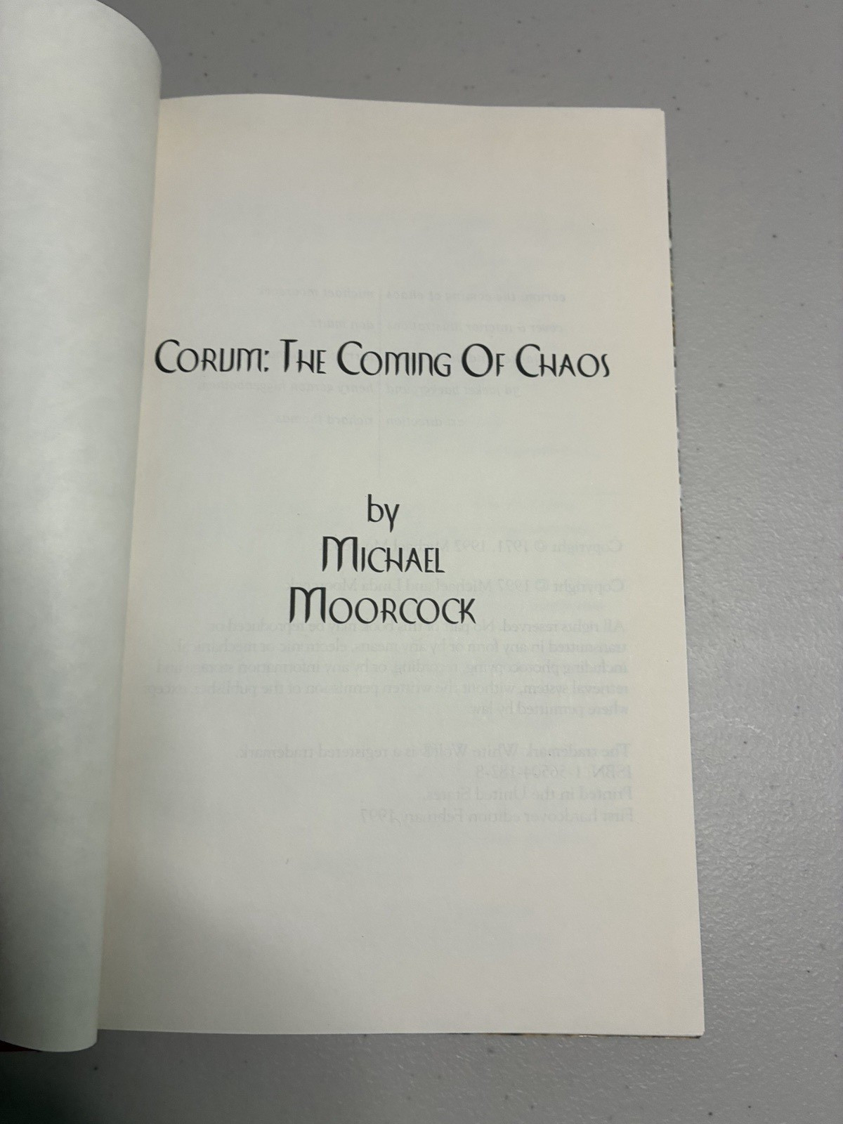 CORUM: THE COMING OF CHAOS (ETERNAL CHAMPION) By Michael Moorcock – Hardcover EX
