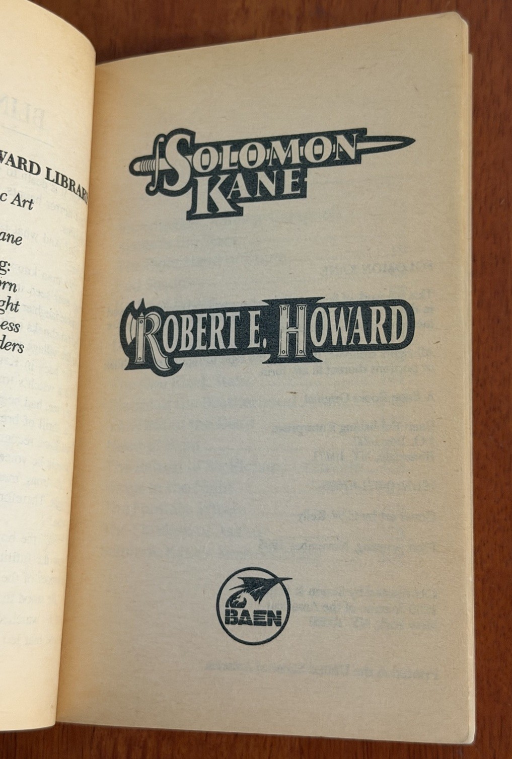 Solomon Kane First Complete Edition by Howard, Robert E. 1995 BAEN 1st Printing!