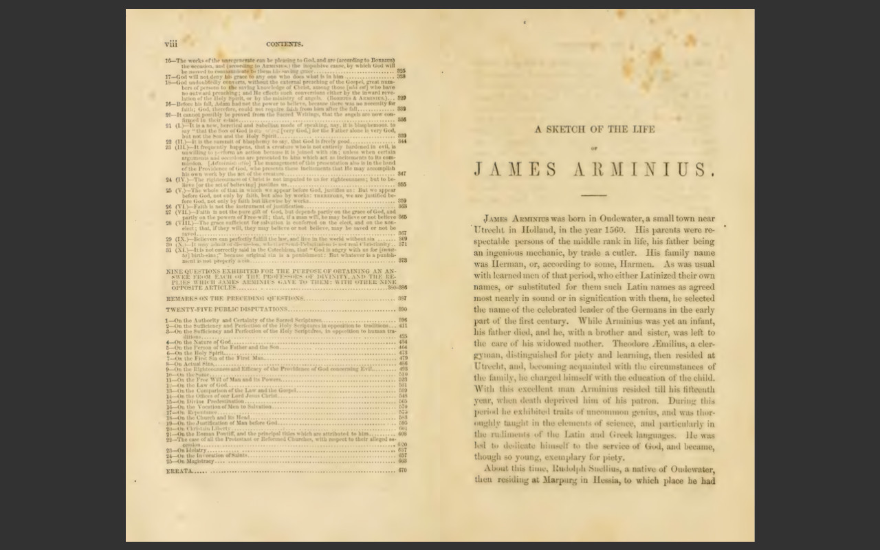 The Works of James Arminius, 1853 Edition, 3 VOLUME E-Book Set on CD-ROM