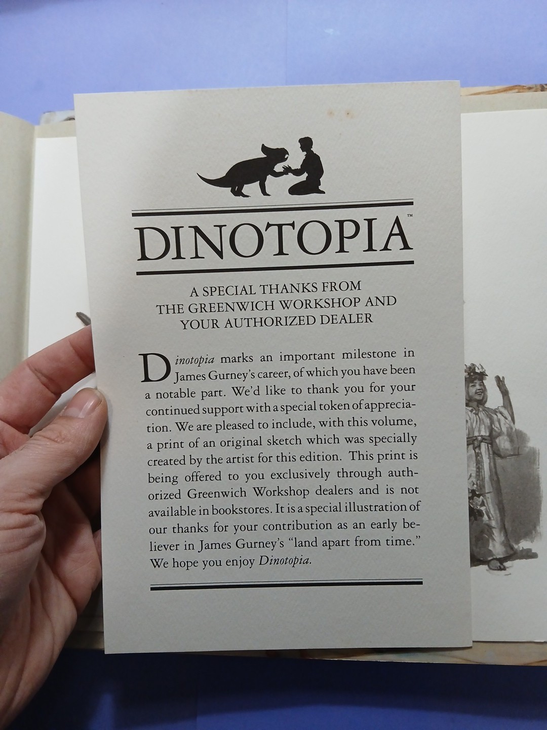 Dinotopia – A Land Apart from Time by James Gurney SIGNED with Print of Sketch