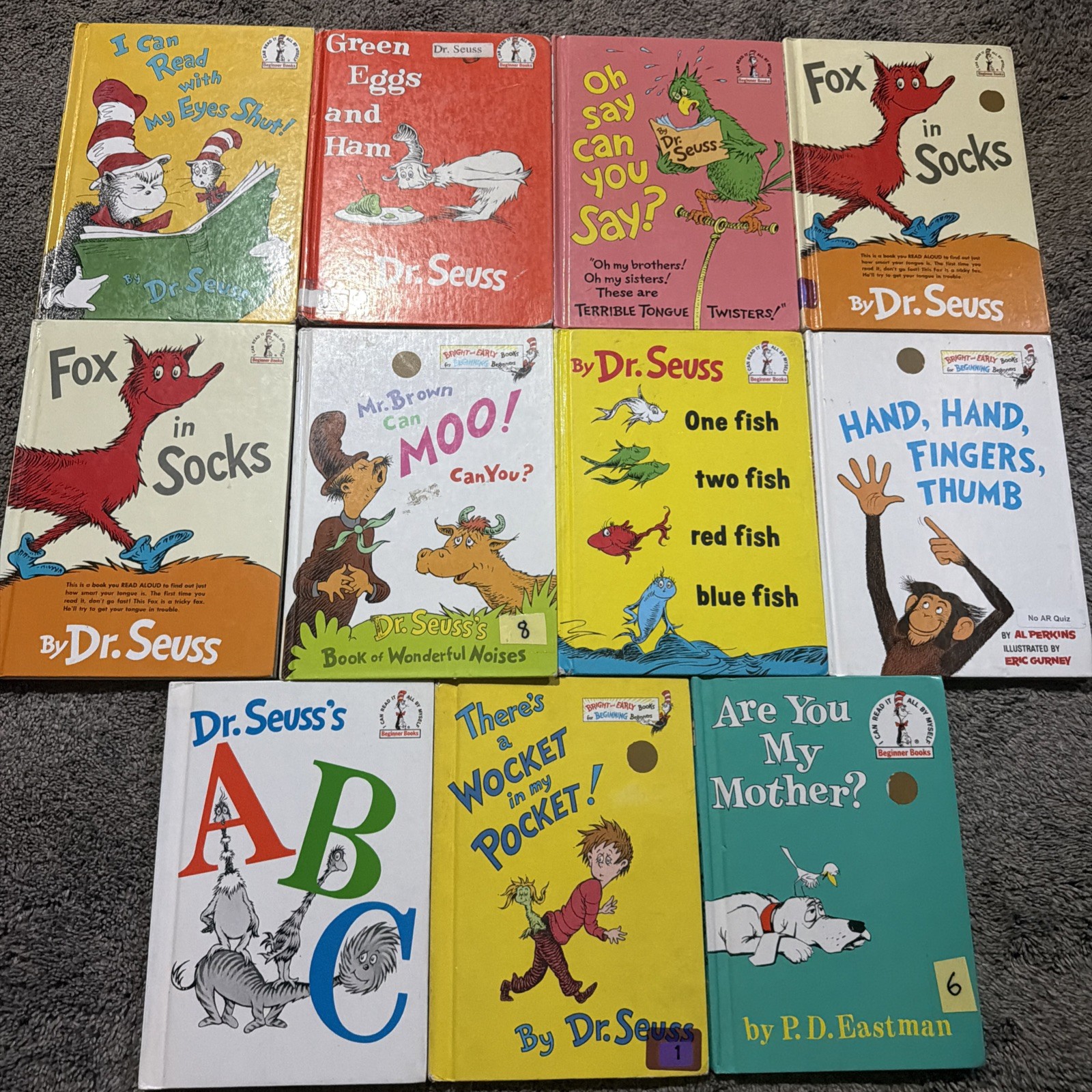 Lot Of 11 Vintage Dr Suess Hardcover Books 1960-1993 Wocket in My Pocket