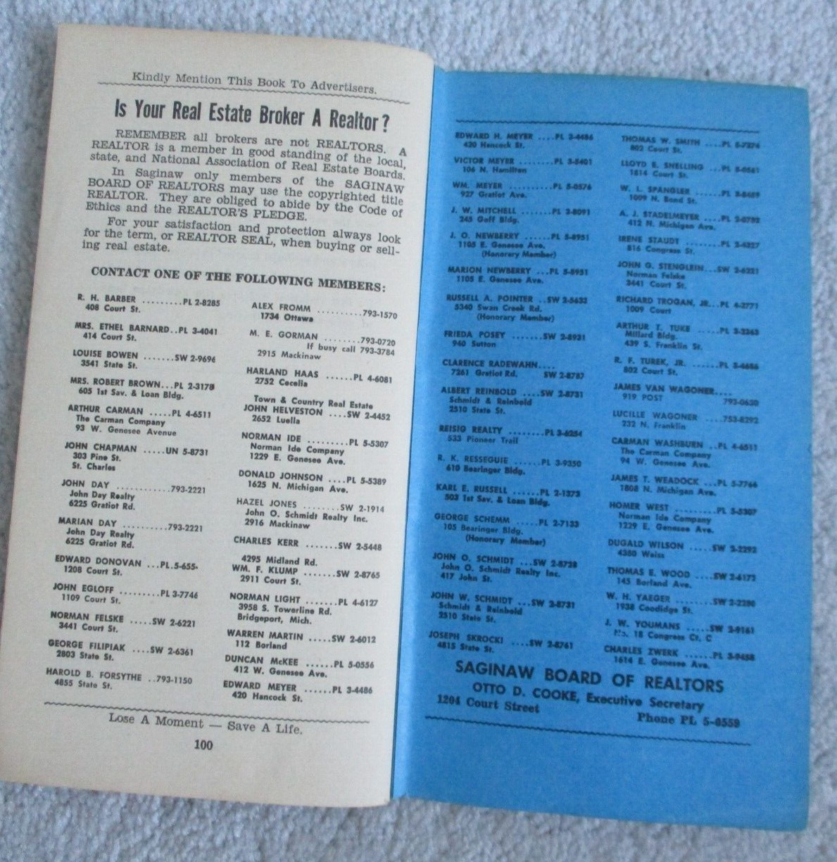 1962 Vintage Saginaw MI Street Guide Ordinances Rules Directory Genske 100 Page