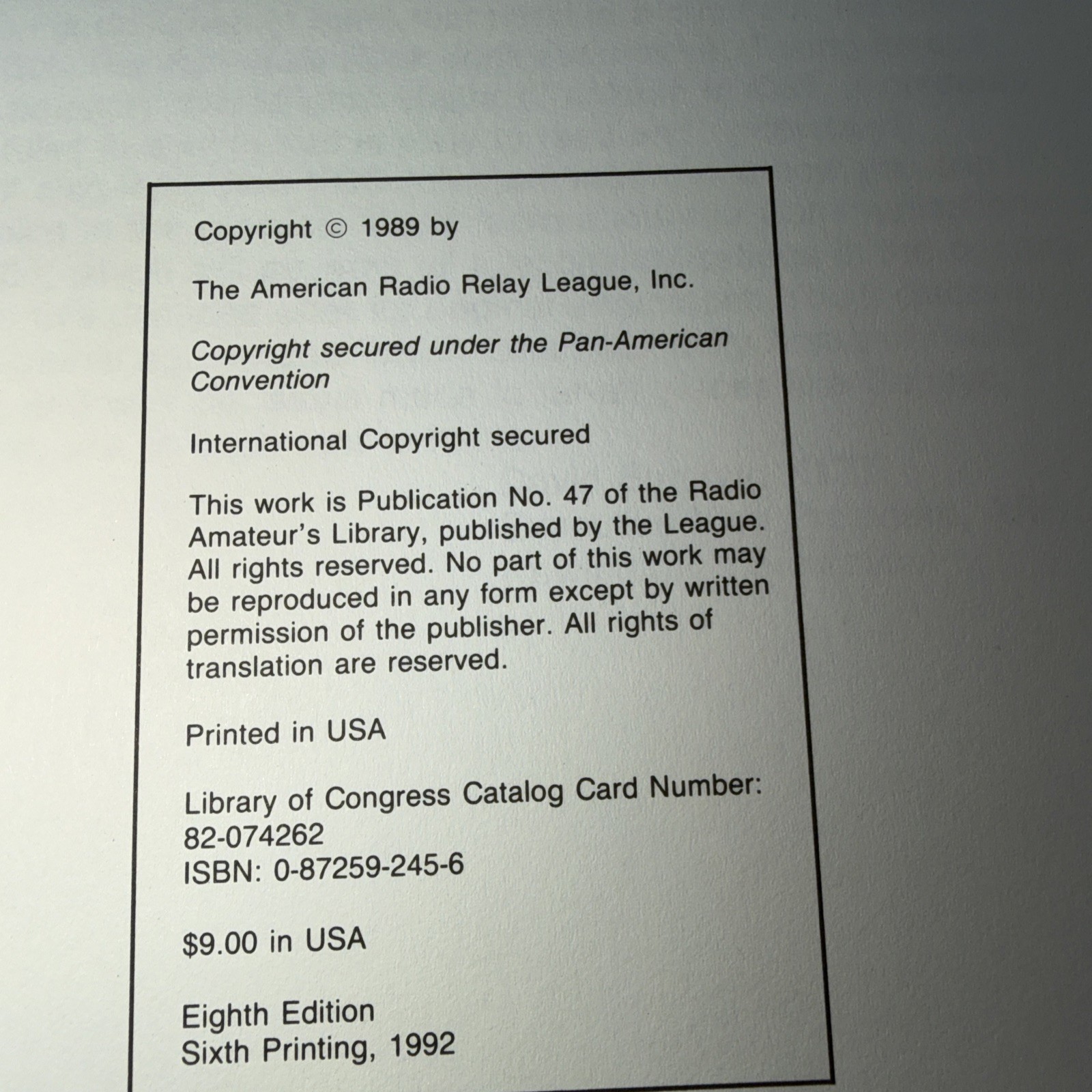 FCC Rule Book 1989 Radio Relay League Richard K. Palm Paperback