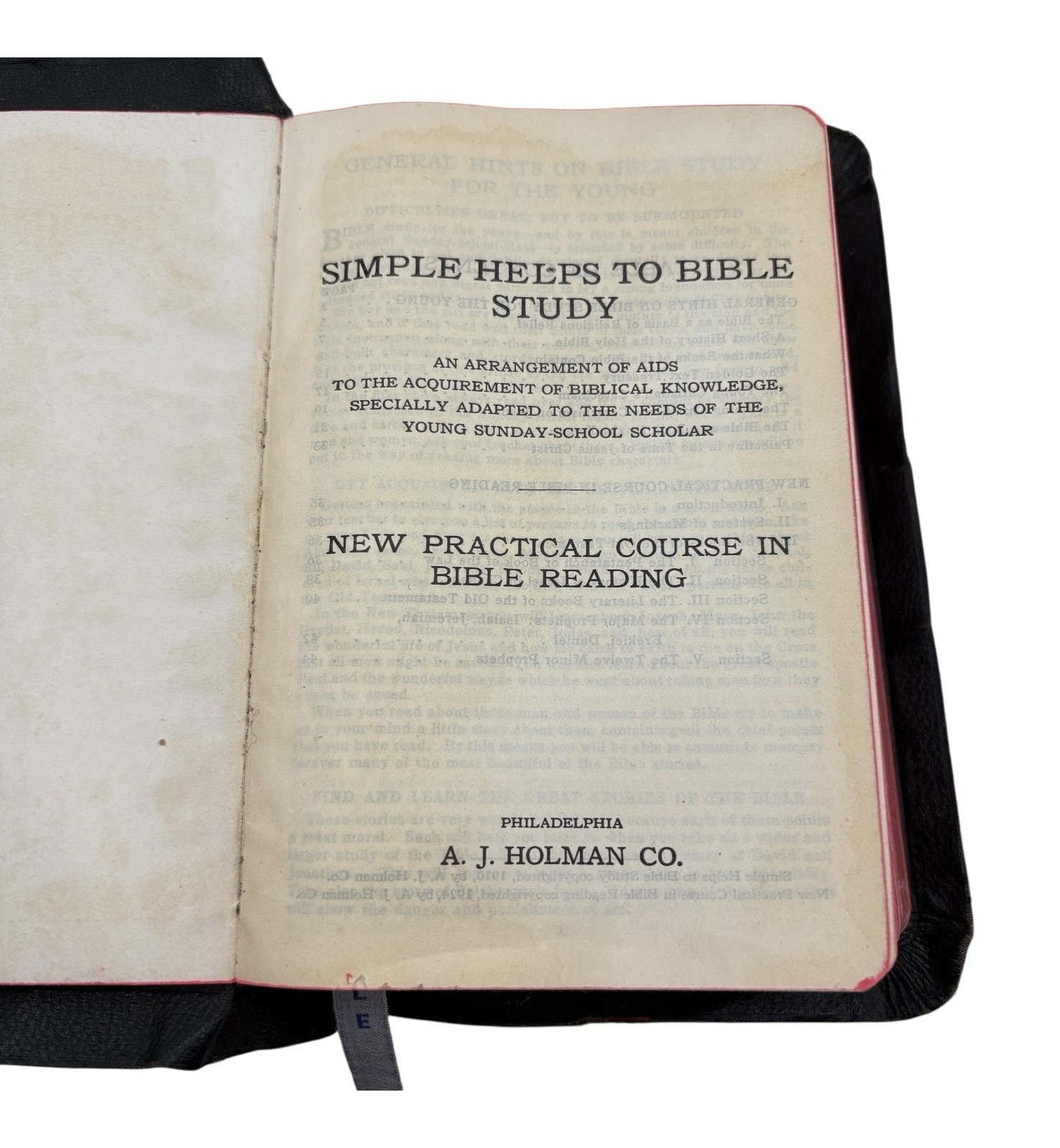 Holy Bible 1929 Simple Helps to Bible Study Practical Course in Bible Reading
