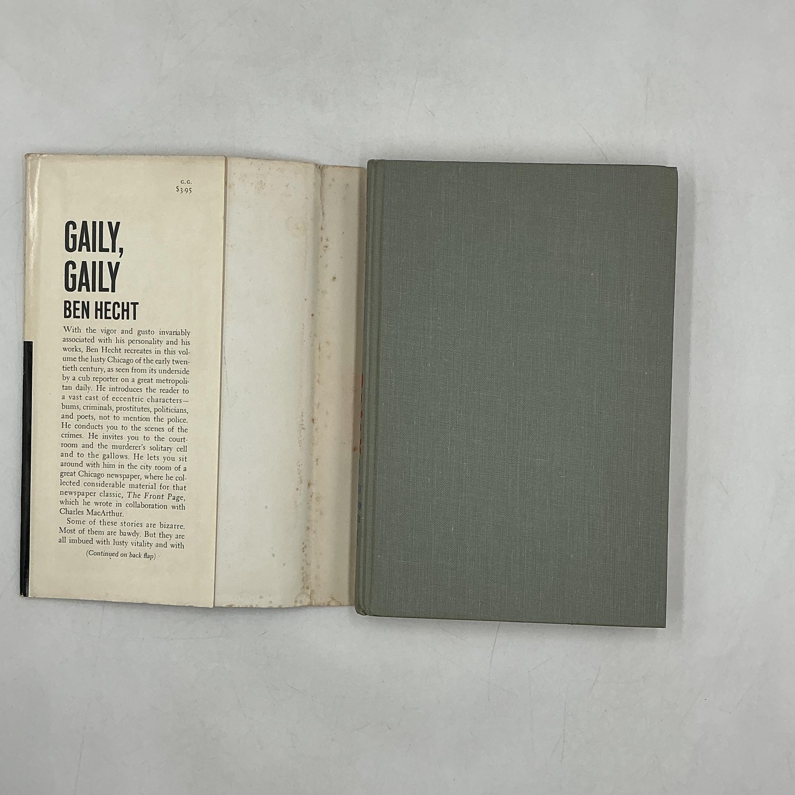 Vintage Gaily Gaily Ben Hecht White Black HC DJ 1st 1963 Memoir Chicago