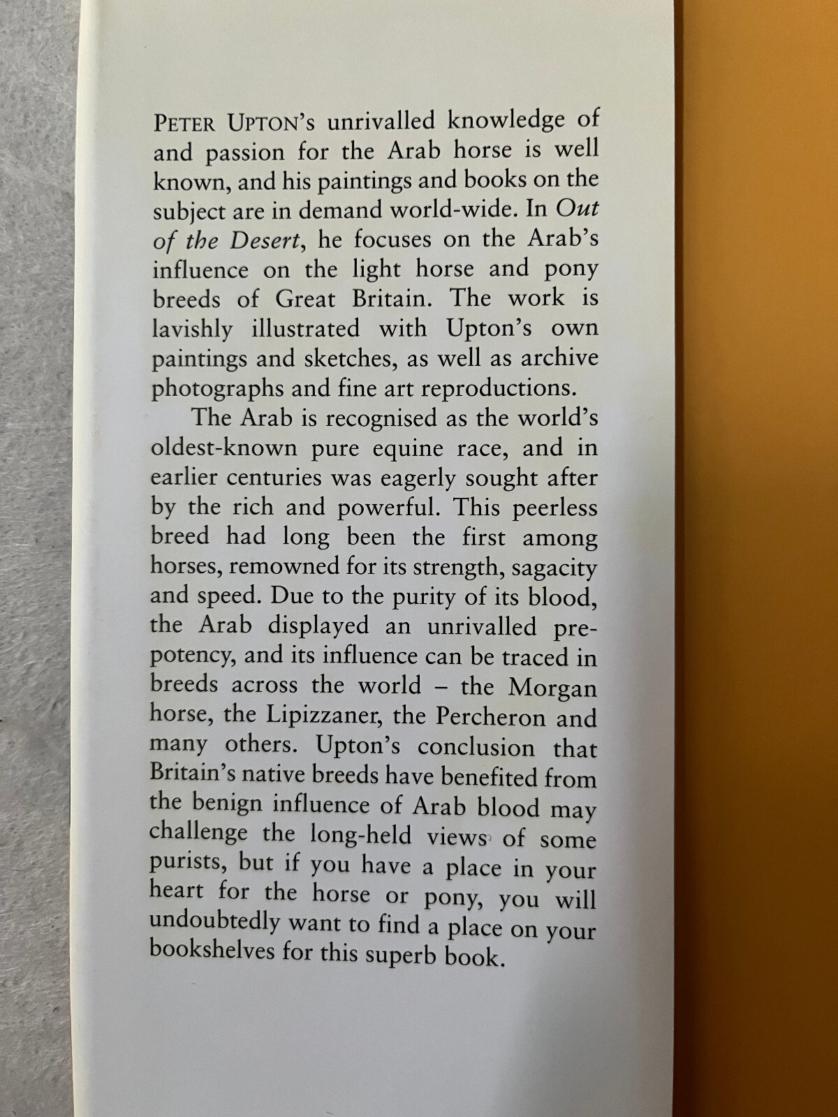 Out of the Desert -Peter Upton -Arabian Horse Book- Breeds of Britain-NEW