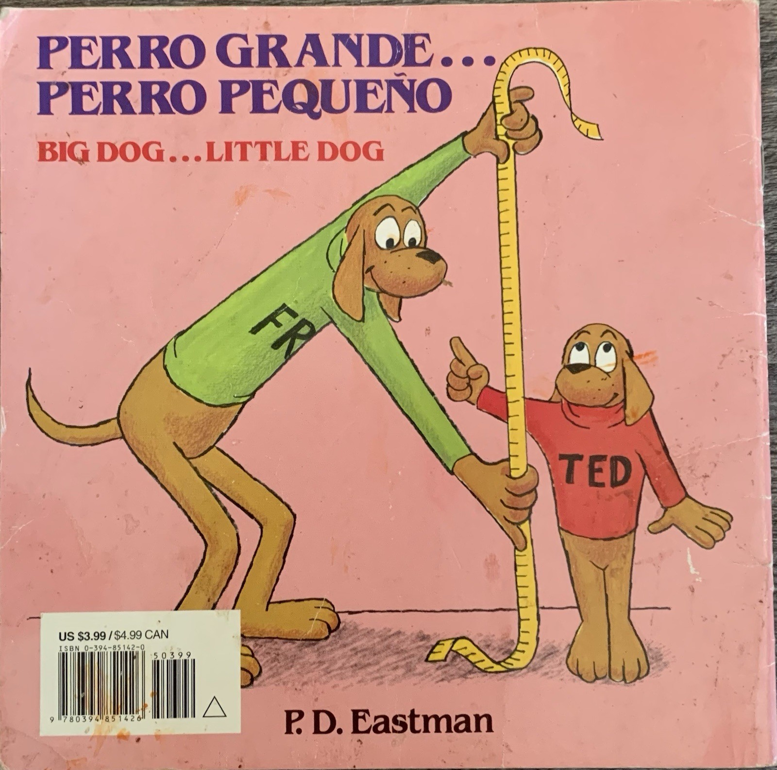 RARE! Vtg Trade PB Spanish Ed. Big Dog Little Dog: A Bedtime Story ACCEPTABLE!!!