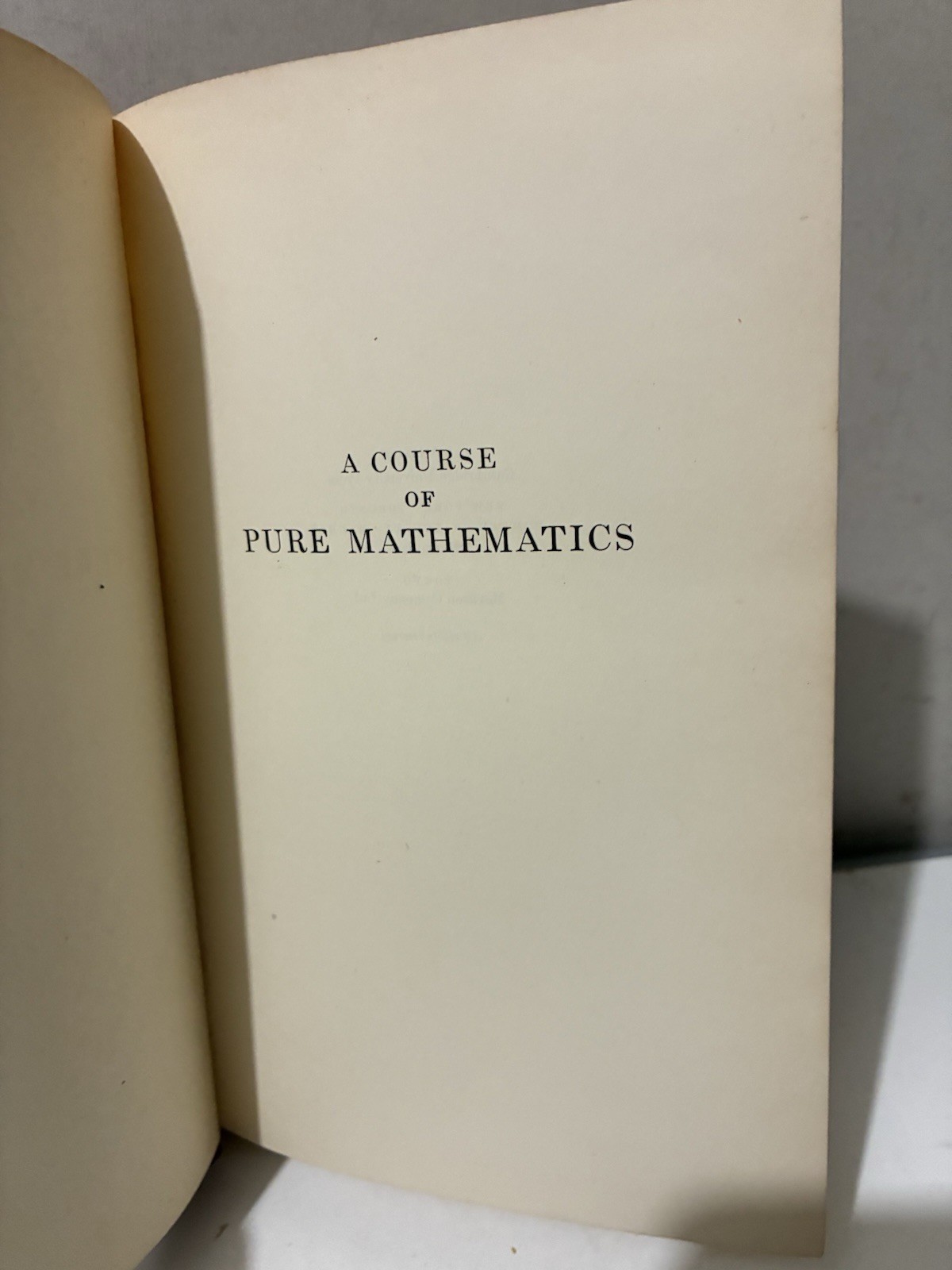 A Course of Pure Mathematics – G. H. Hardy 1938 – Hardcover
