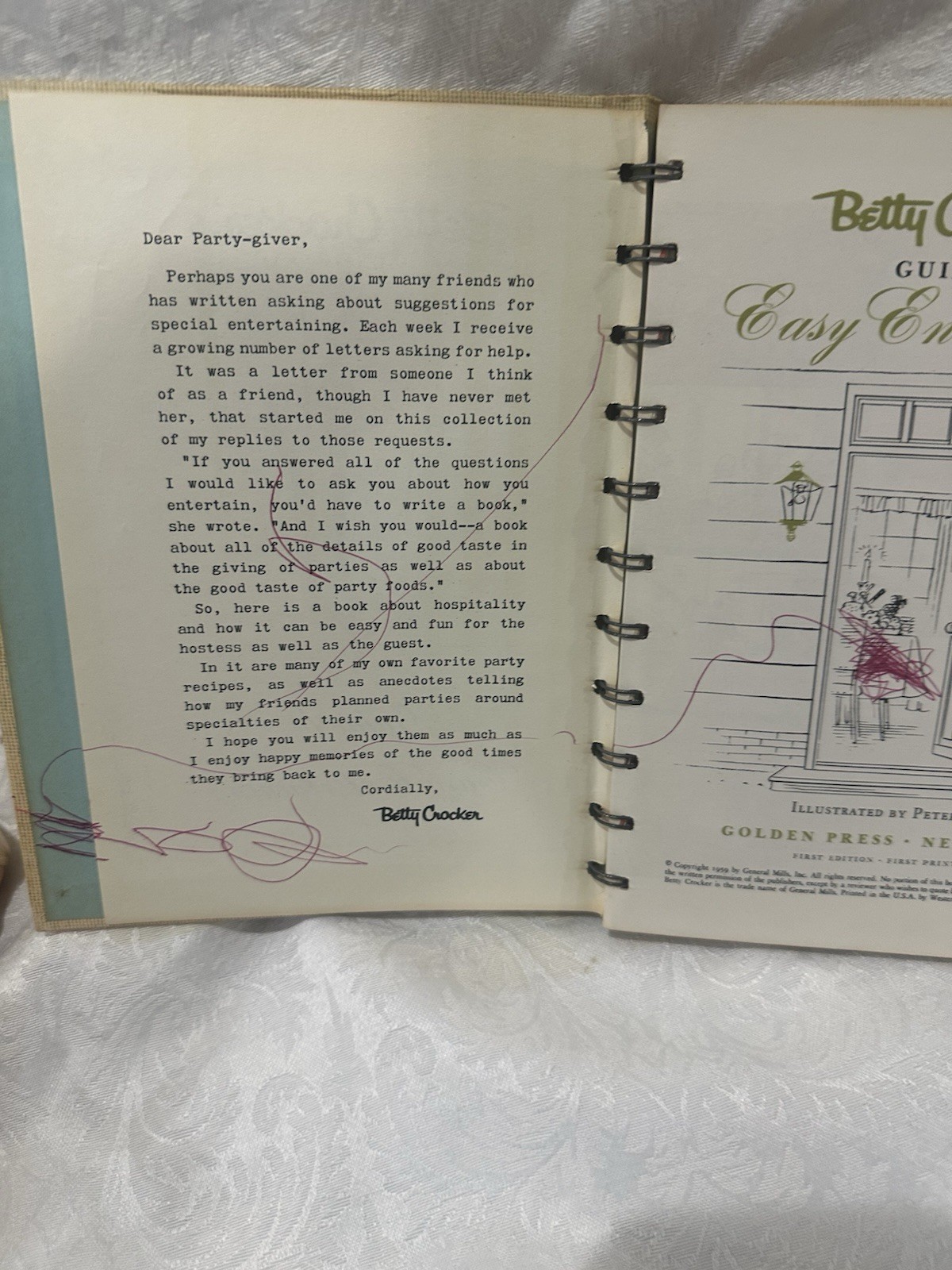 1959 Betty Crocker’s Guide To Easy Entertaining 1st Edition 1st Printing HB