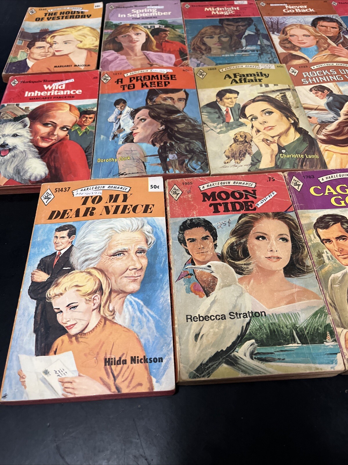 Lot of 14 Vintage Harlequin Romance Books 1970’s Red Page Edges Lot#34