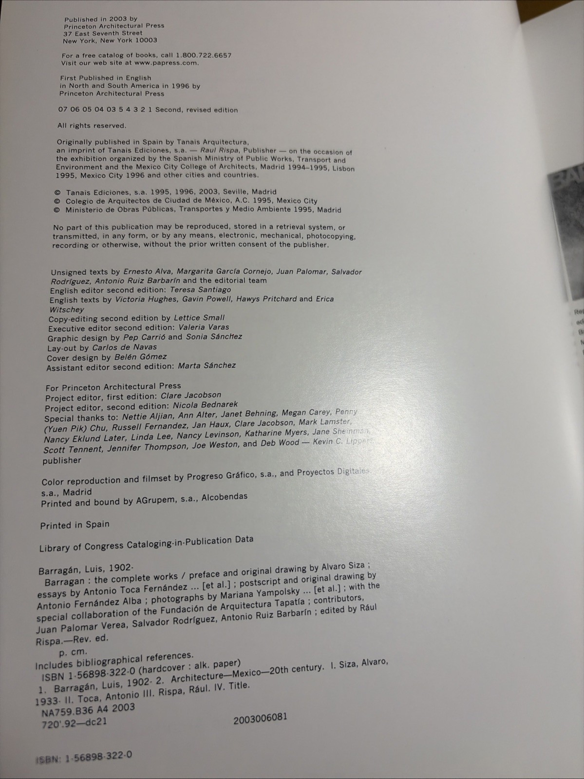 Luis Barragan Complete Works Princeton Architectural Press 2003 FINE/NF