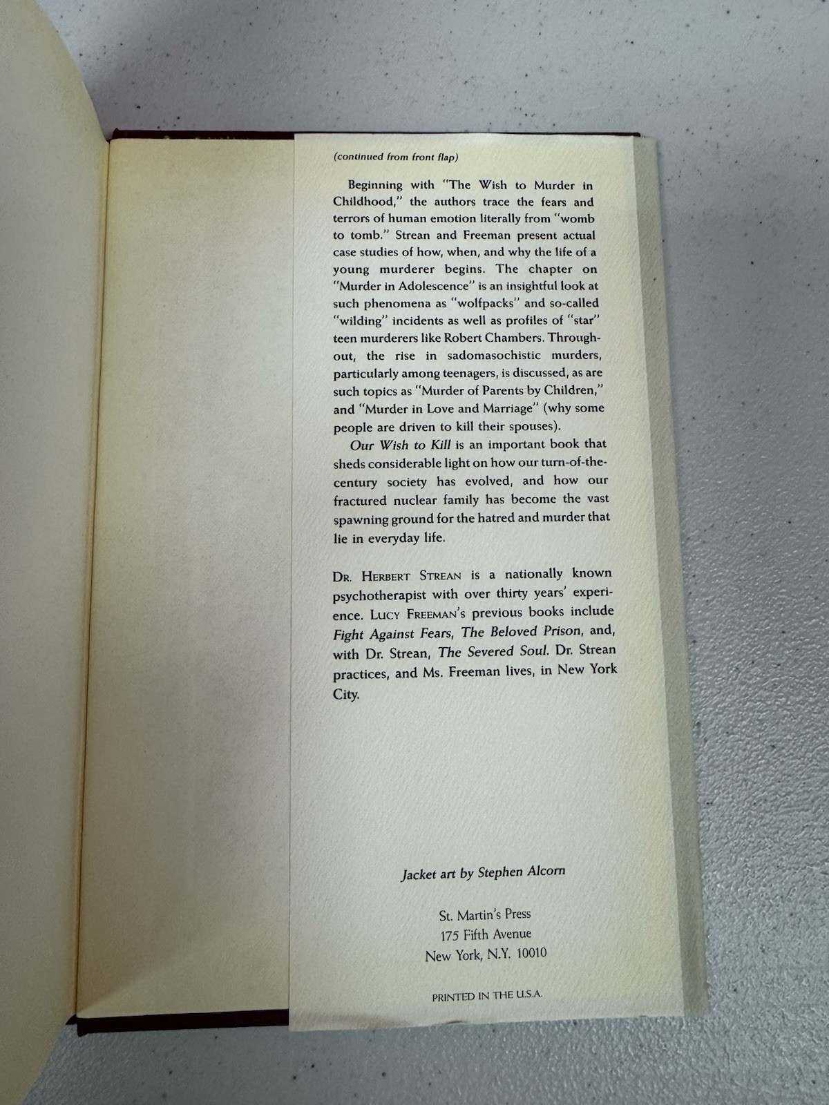 Our Wish to Kill HC Strean Freeman Psychology True Crime Violence Study
