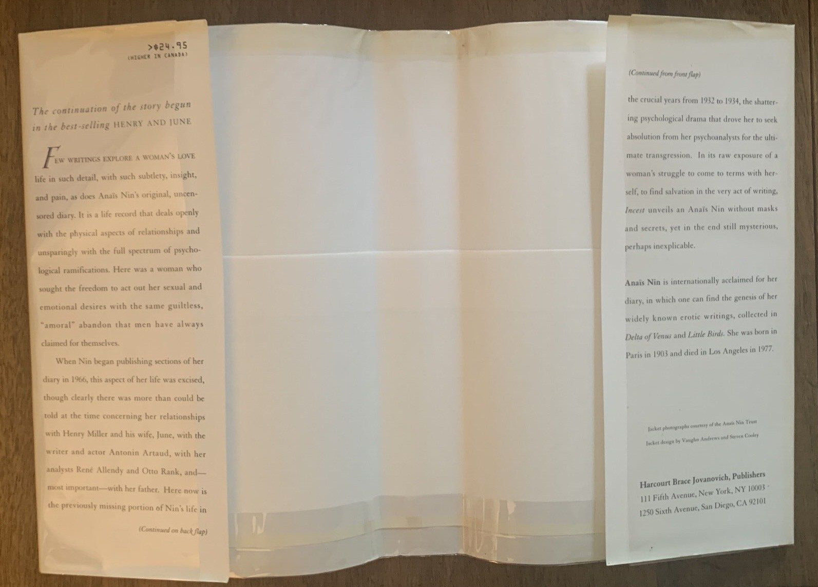 Incest From a Journal of Love The Unexpurgated Diary of Anais Nin, 1932-1934 1st