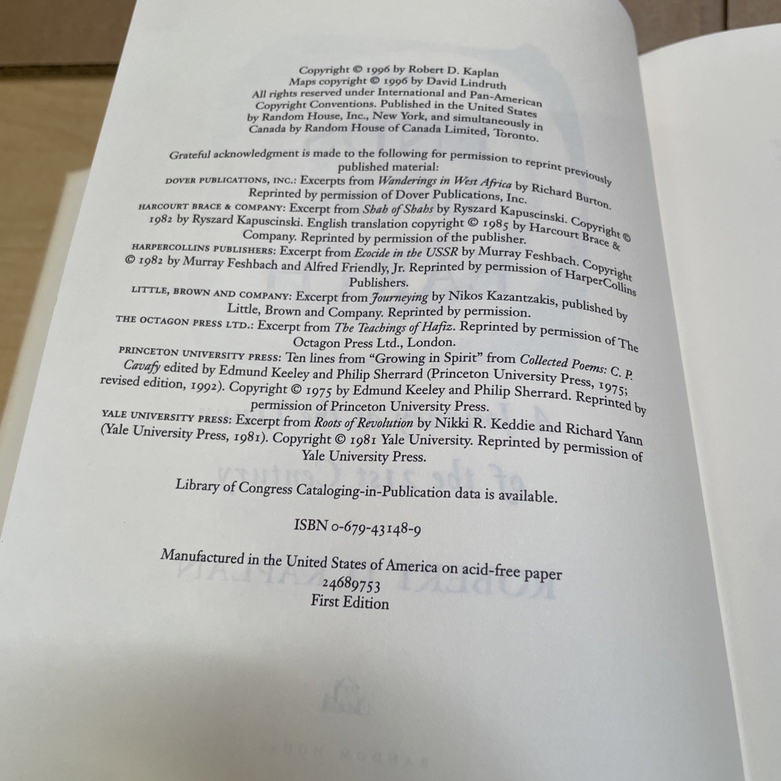 1996 First Edition The Ends of the Earth by Robert D. Kaplan Hardcover /DJ