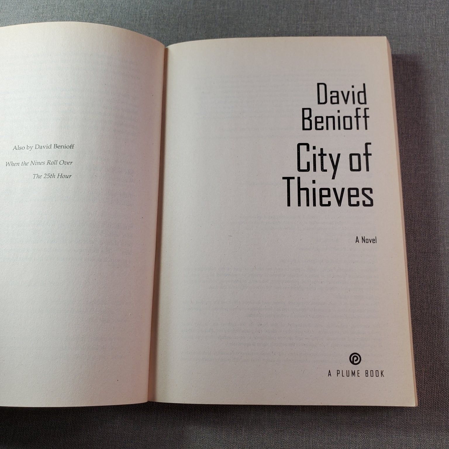 City of Thieves David Benioff 2009 First Plume Printing Fiction Penguin