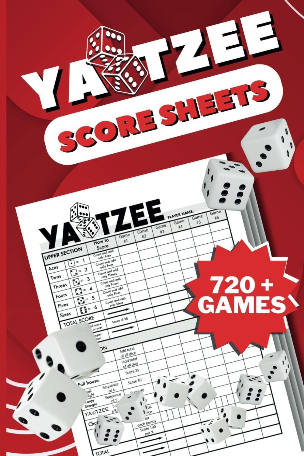 Yahtzee Score Pads Large Print 6×9 Score Sheets 720+ Pages Game Record Book NEW