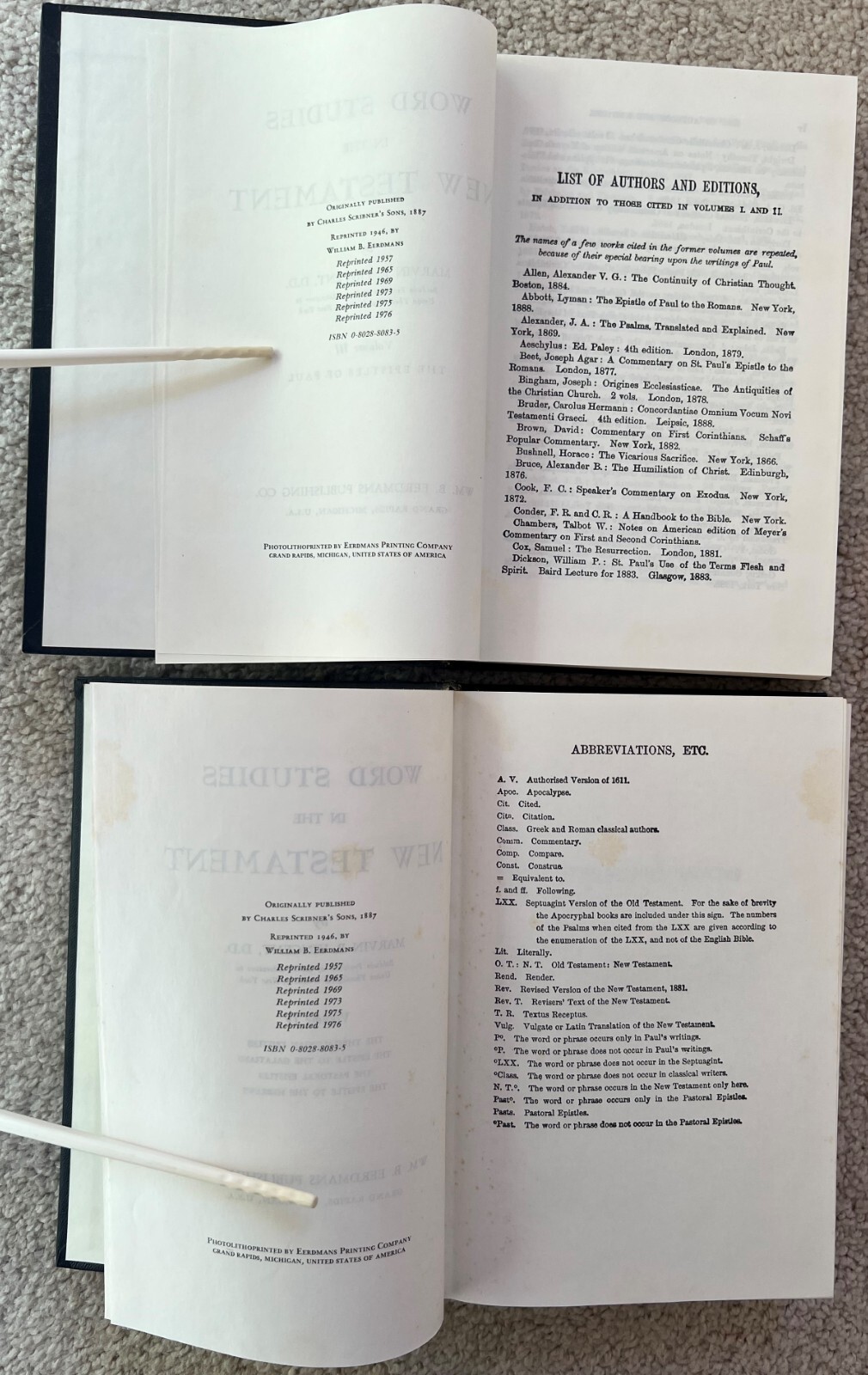 Word Studies in the New Testament by Vincent 4 Vol. 1976 Wm B Eerdman’s Pub. Co.