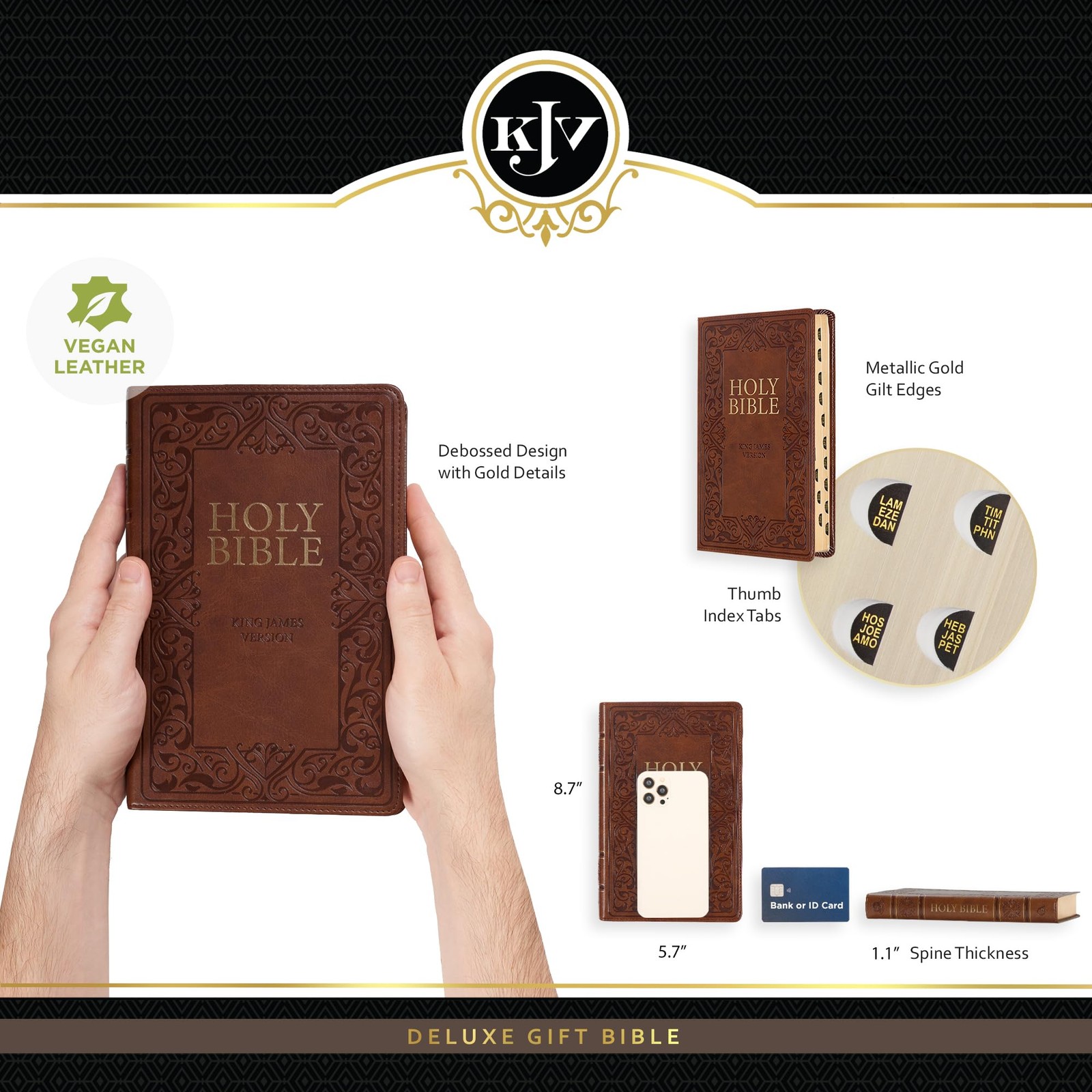 Medium Brown KJV Deluxe Bible with Thumb Index BRAND NEW in Shrink Wrap