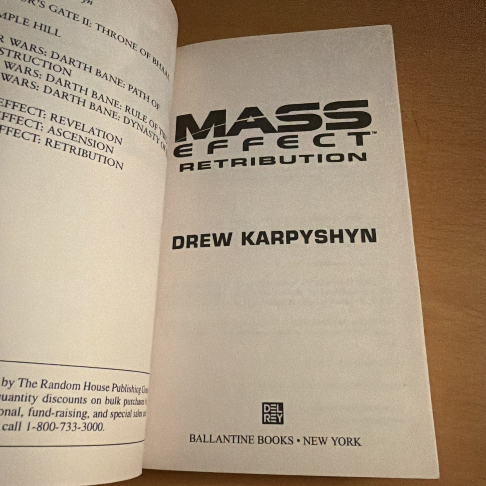 MASS EFFECT Paperback Lot 3 Novels Ascension/Retribution/Revelation by Karpyshyn