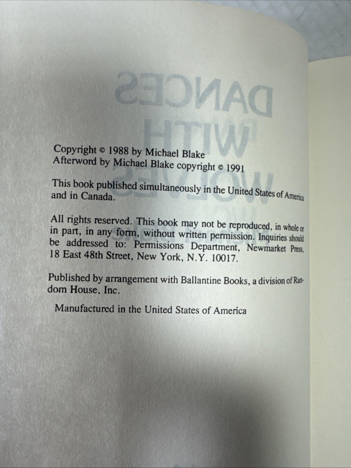 Dances with Wolves : A Novel Hardcover Michael Blake