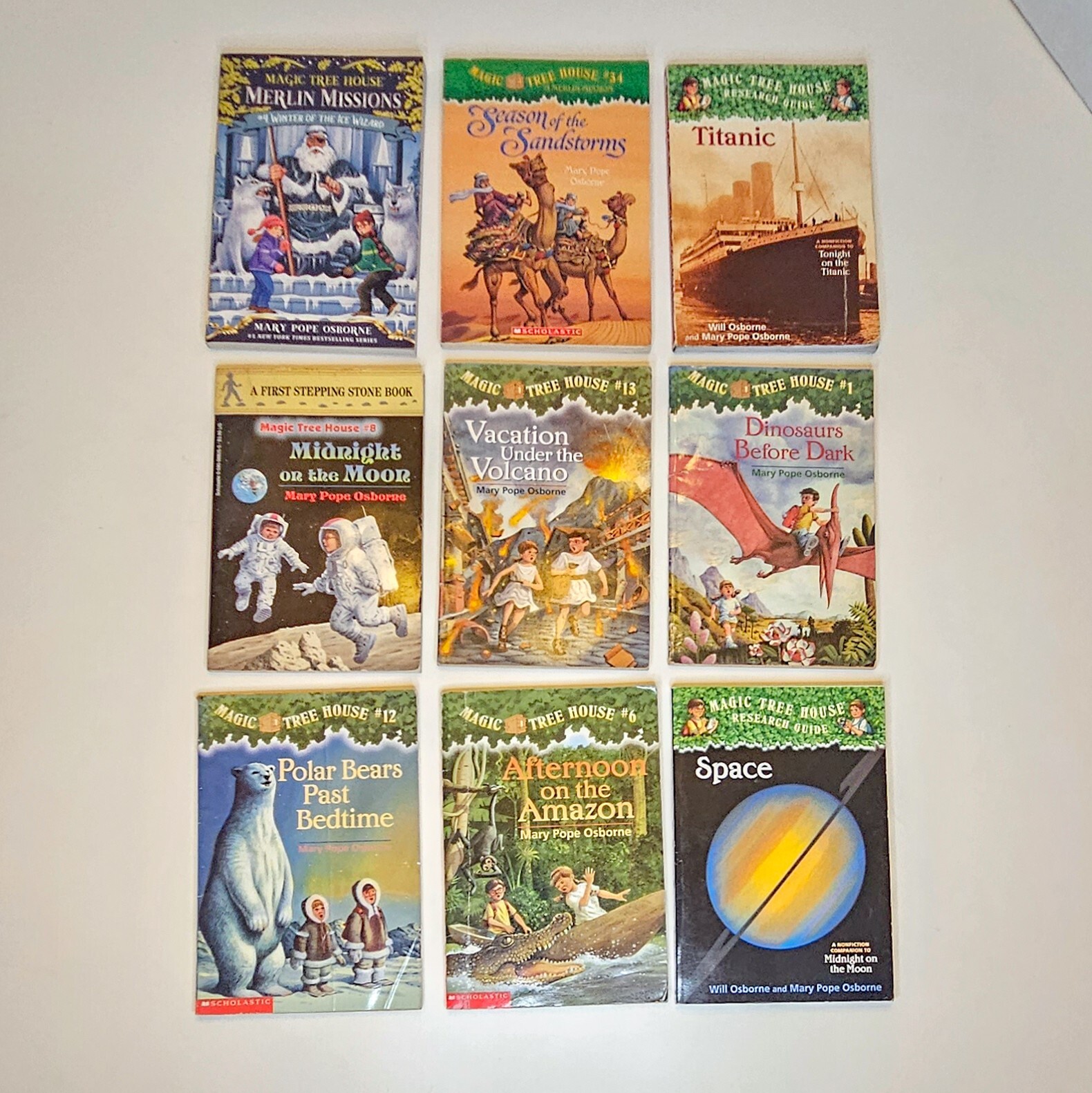 Lot 9 Magic Tree House Books #1 #6 #12 #13 #34 Research Guide Merlin Missions