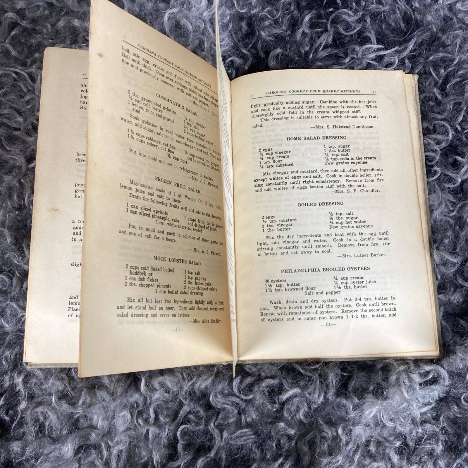 1924 Carolina Cookery from Quaker Kitchens, Inscription, collectors