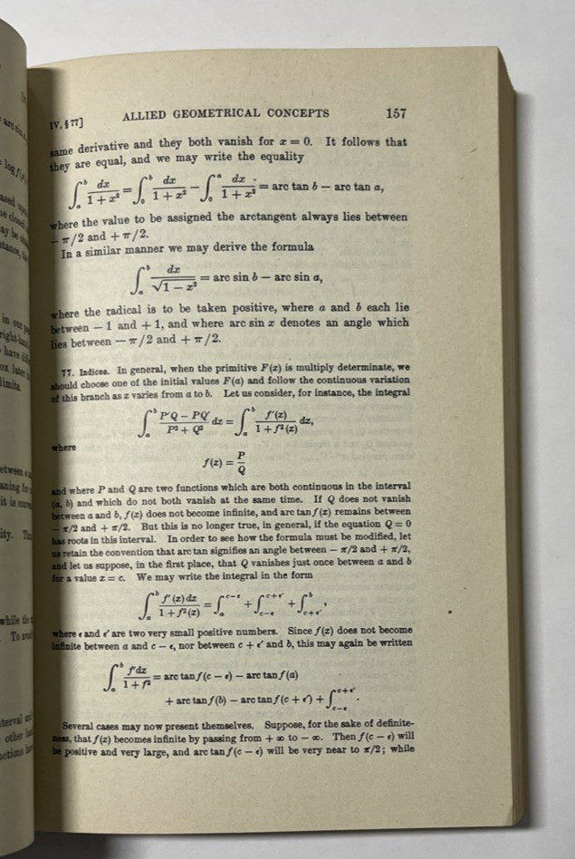 Applications to Geometry Expansion in Series Definite Integrals..Goursat 1959 PB