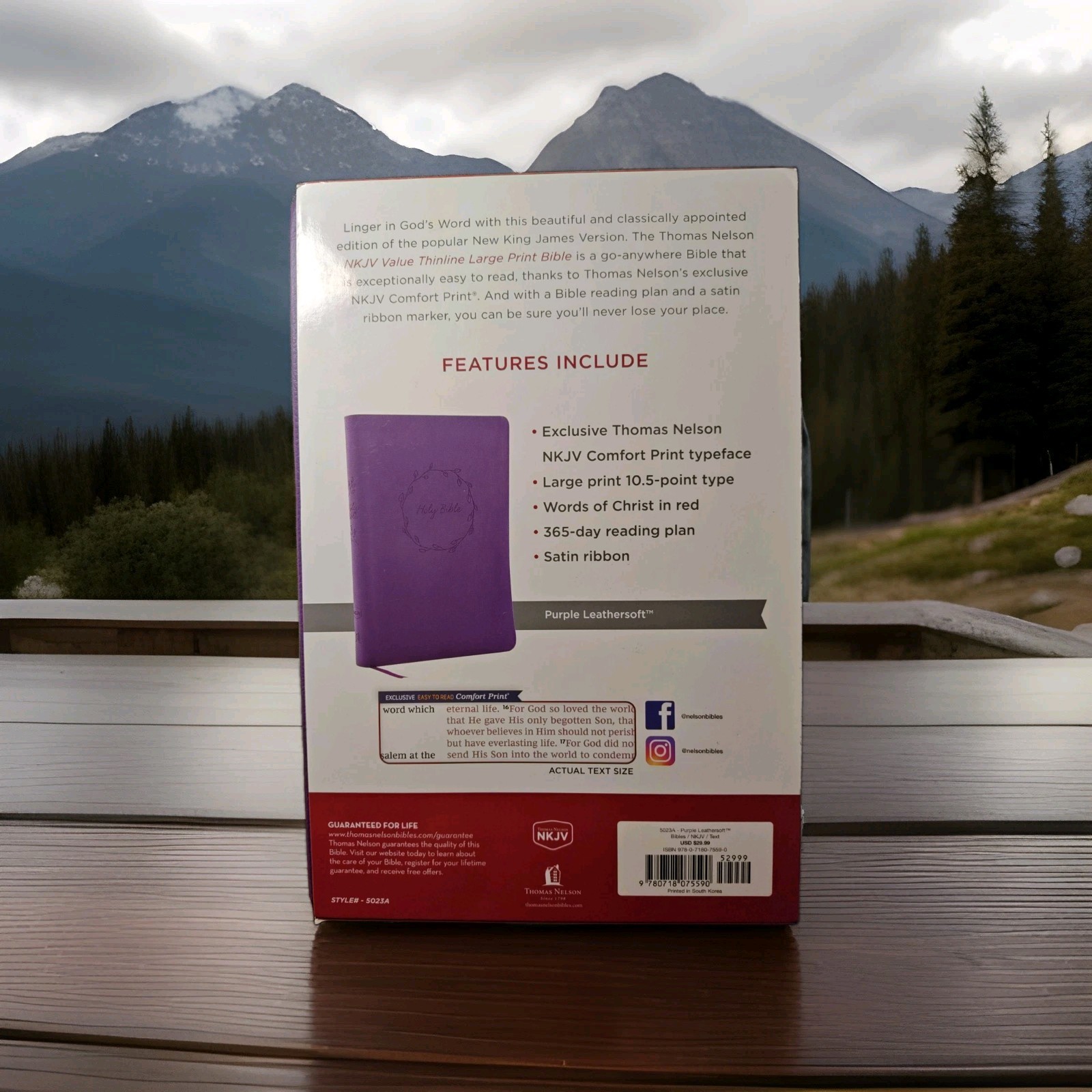NKJV Value Thinline Bible Red Letter Edition, Large Print, Purple, Thomas Nelson