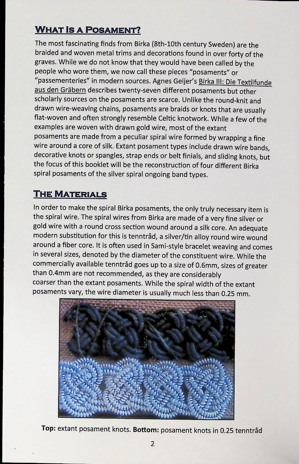 Birka Posaments Spiral Silver Knots Jean Kveberg 2016 Viking Age Textile Art