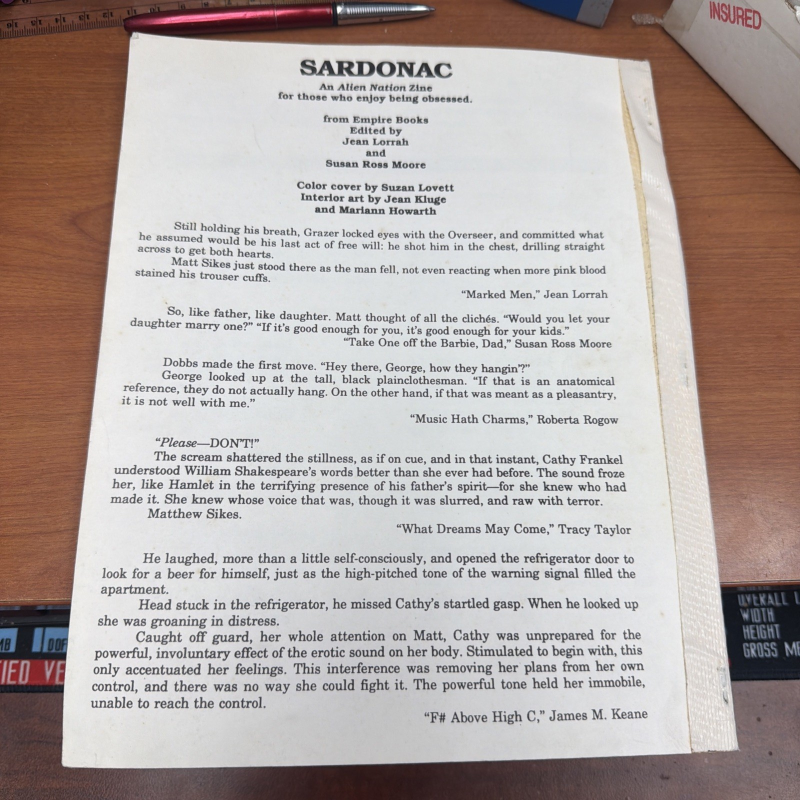 Alien Nation Fanzine “Sardonac” Het Gen Anthology 1991 Vintage