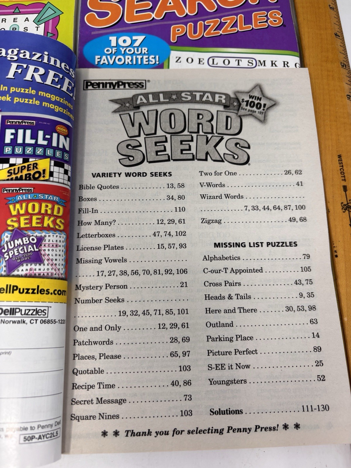Lot of 5 Dell Penny Press Kappa Word Search Find Puzzle Books Jumbo,Tick Tock