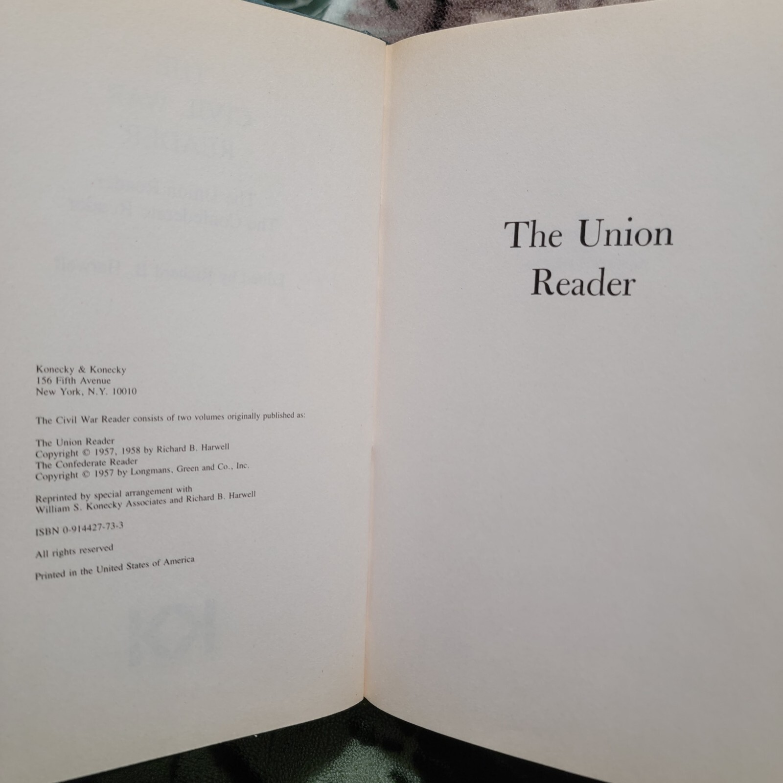 The Civil War Reader (Union & Confederate) By Richard B Harwell 1958 Hardcover