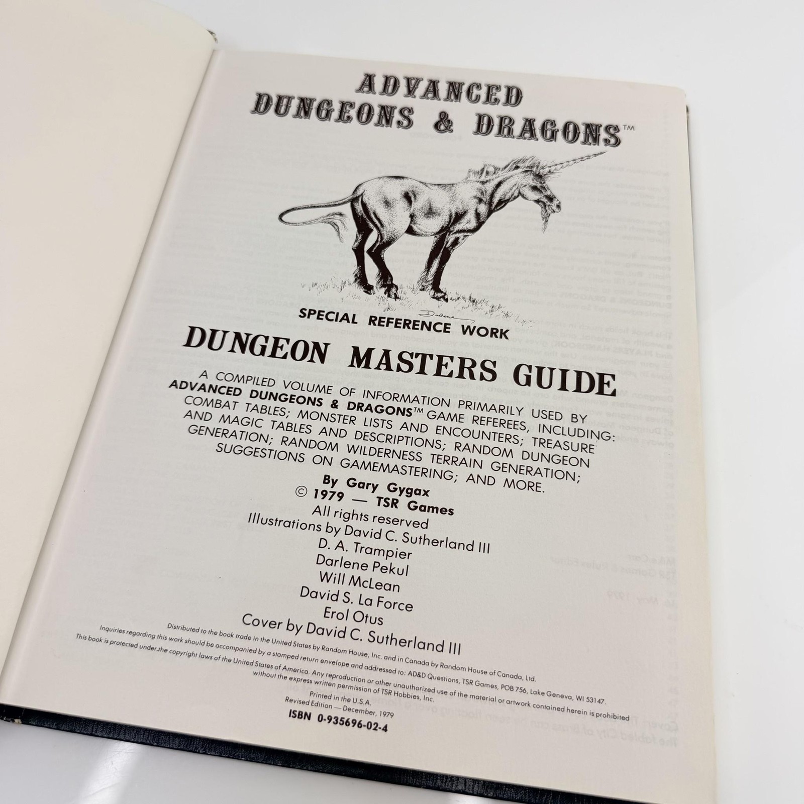TSR Advanced Dungeons & Dragons Dungeon Masters Guide Gary Gygax 1979 Hardcover