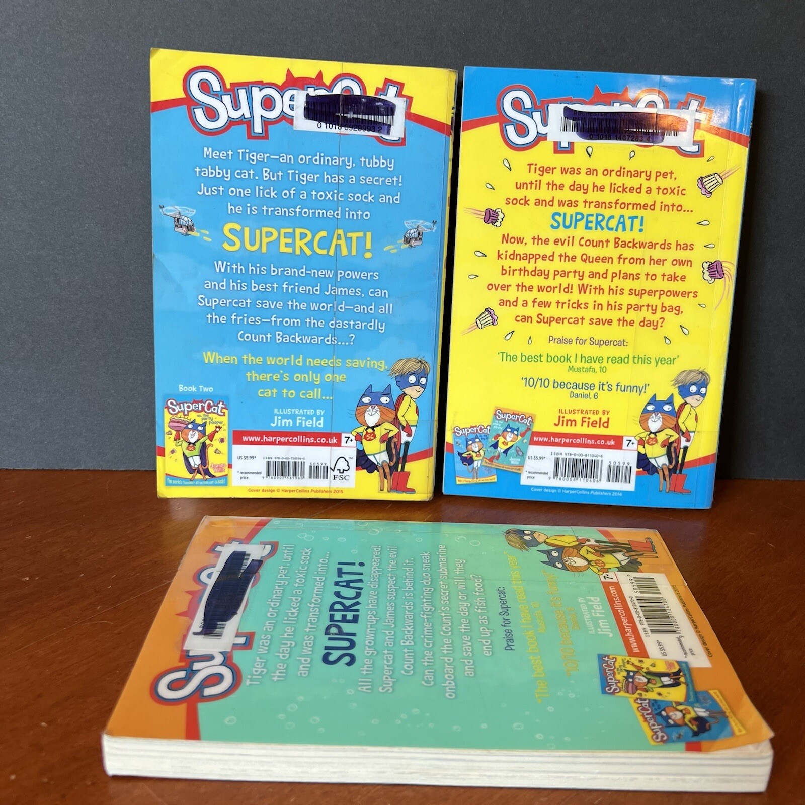 Lot: Supercat Books 1 2 3 Jeanne Willis vs Fry Thief Party Pooper Pesky Pirate