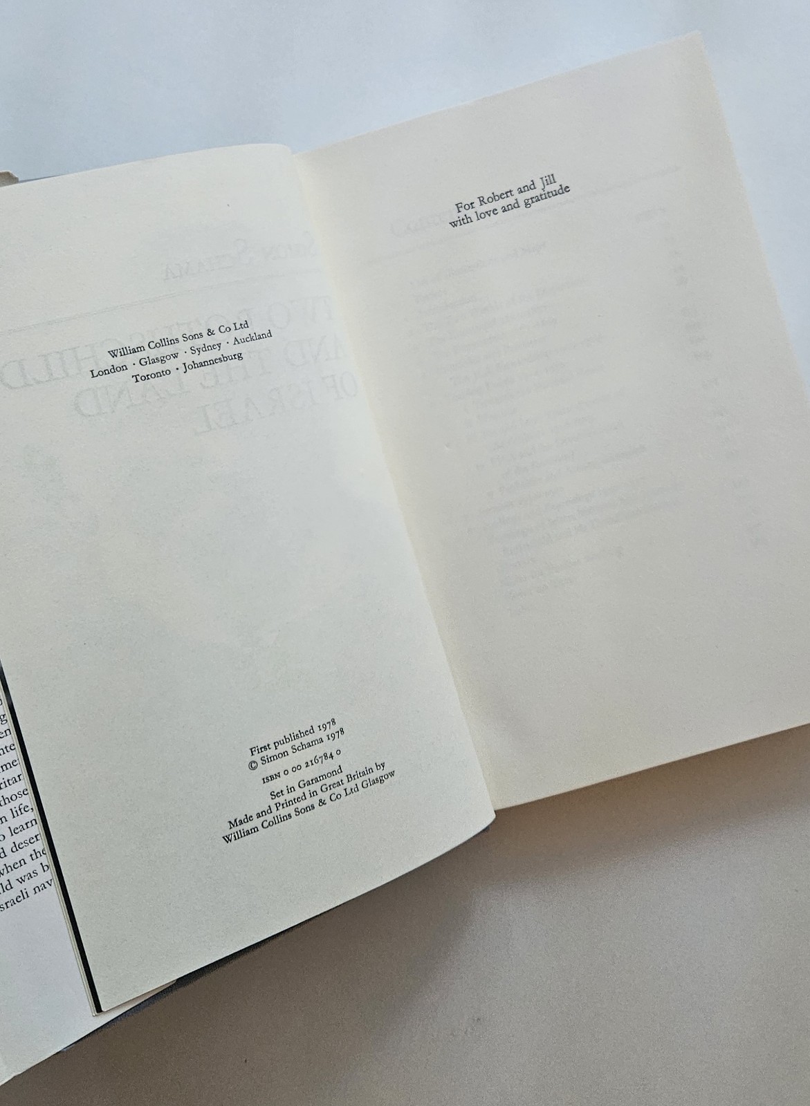 Two Rothschilds and the Land of Israel Simon Schama HC w/ DJ 1978 UK Ed