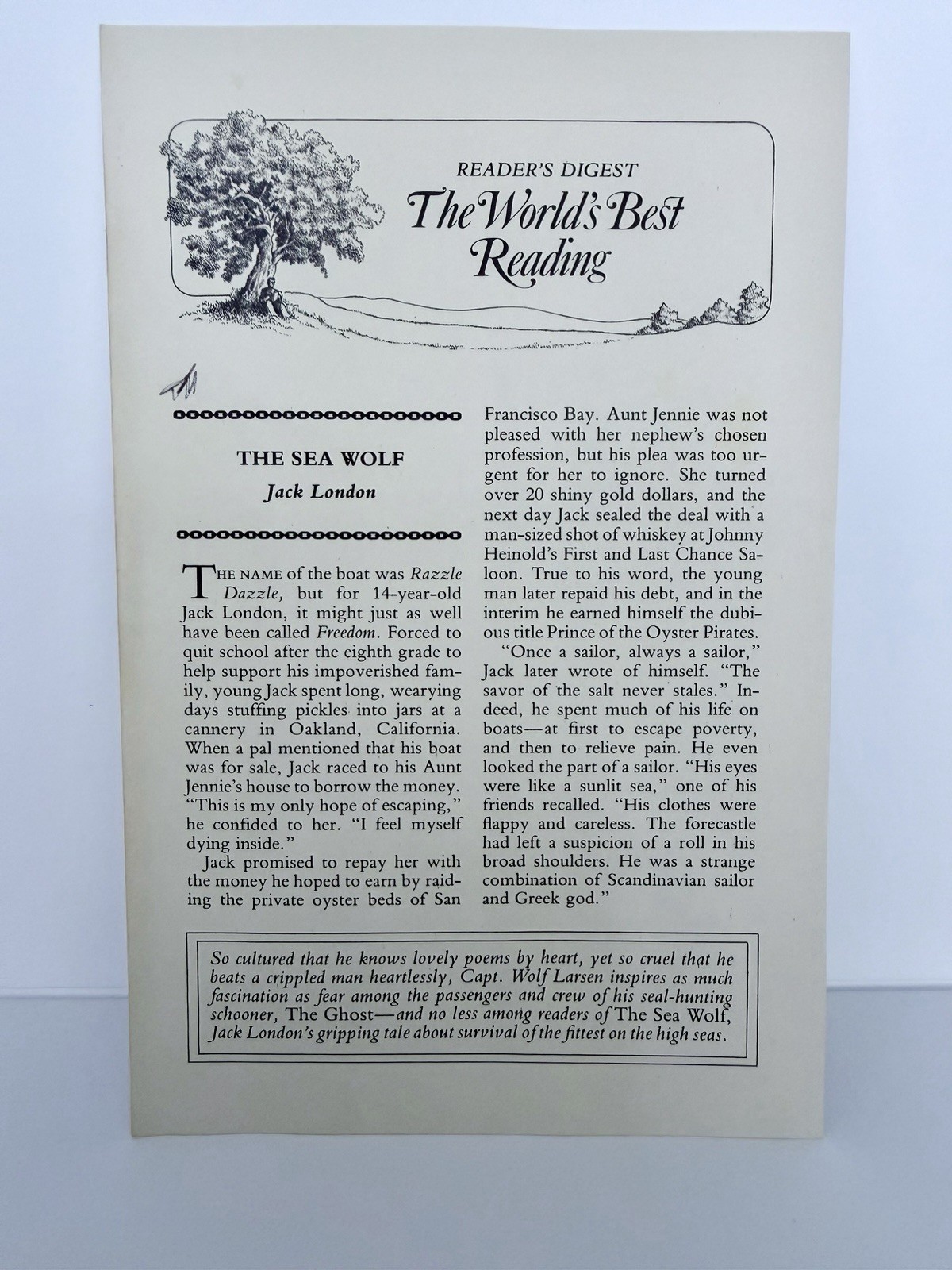 The Sea Wolf – Jack London w/Reader’s Digest Insert
