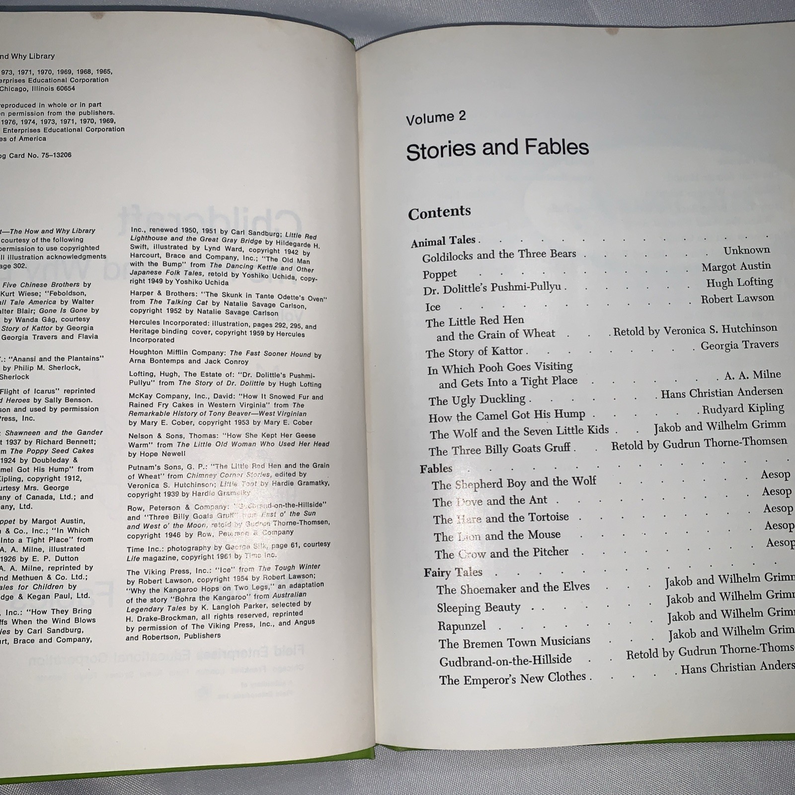 Childcraft Vol 2 Stories Fables Book VTG The How & Why Library 1970’s Hardback