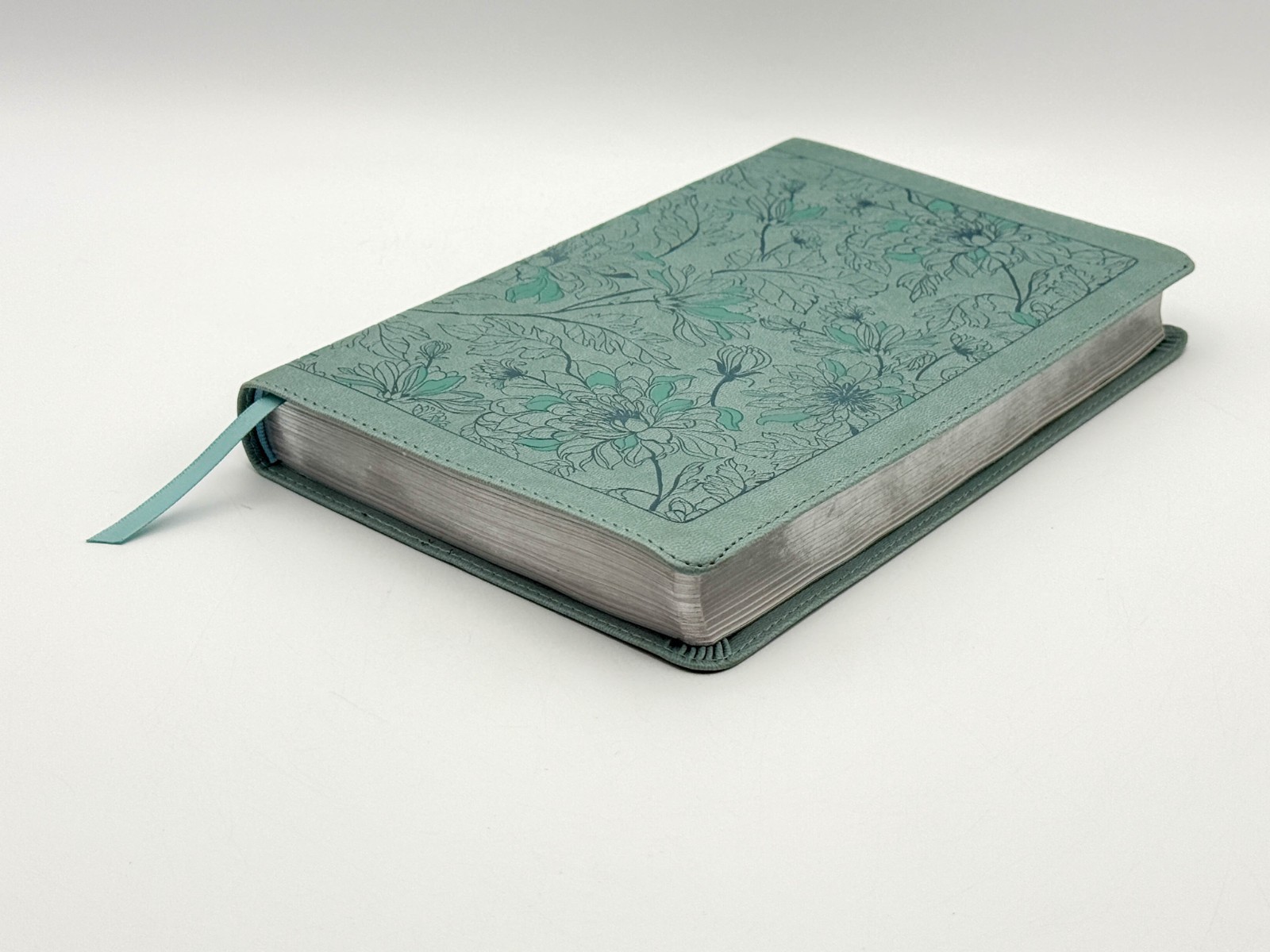 KJV Thinline Reference Bible, Filament LeatherLike, Floral Leaf Teal by Tyndale