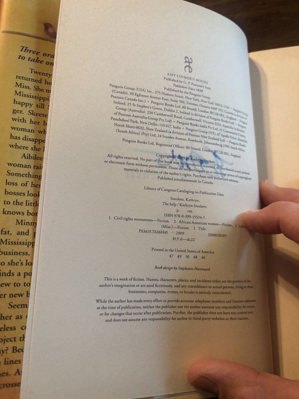 SIGNED The Help By Kathryn Stockett 1st Edition Later Printing 2009 HCDJ